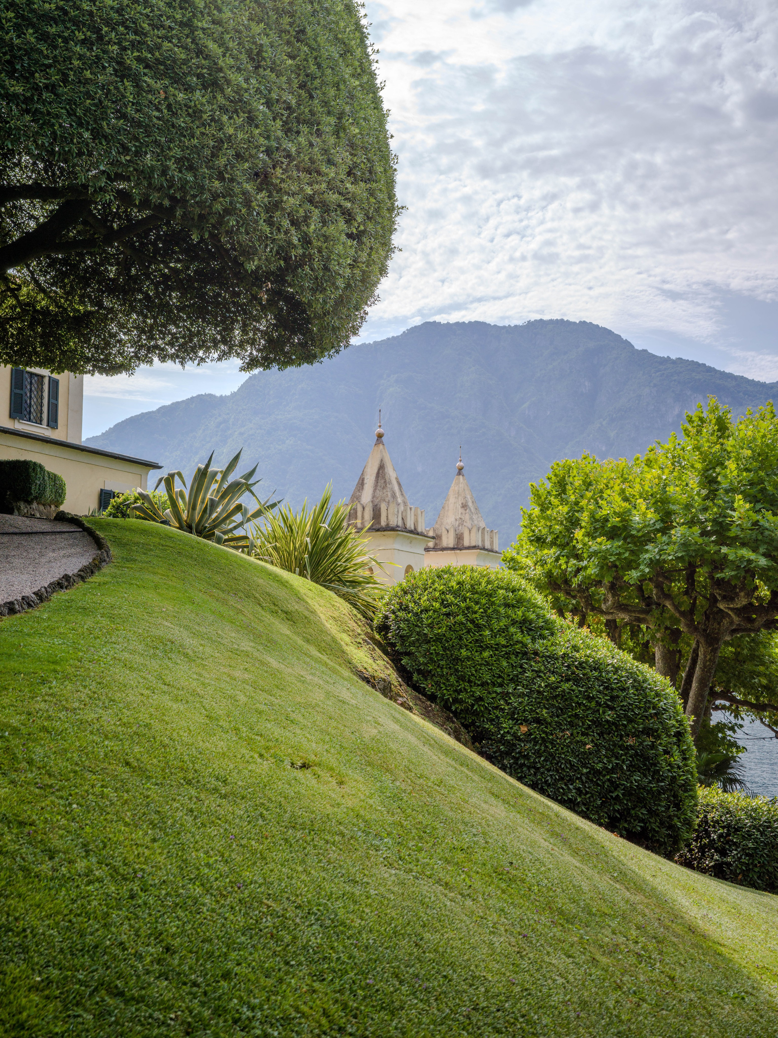Historic Villa Balbianello on Lake Como with elegant terraces, landscaped gardens and views across the lake