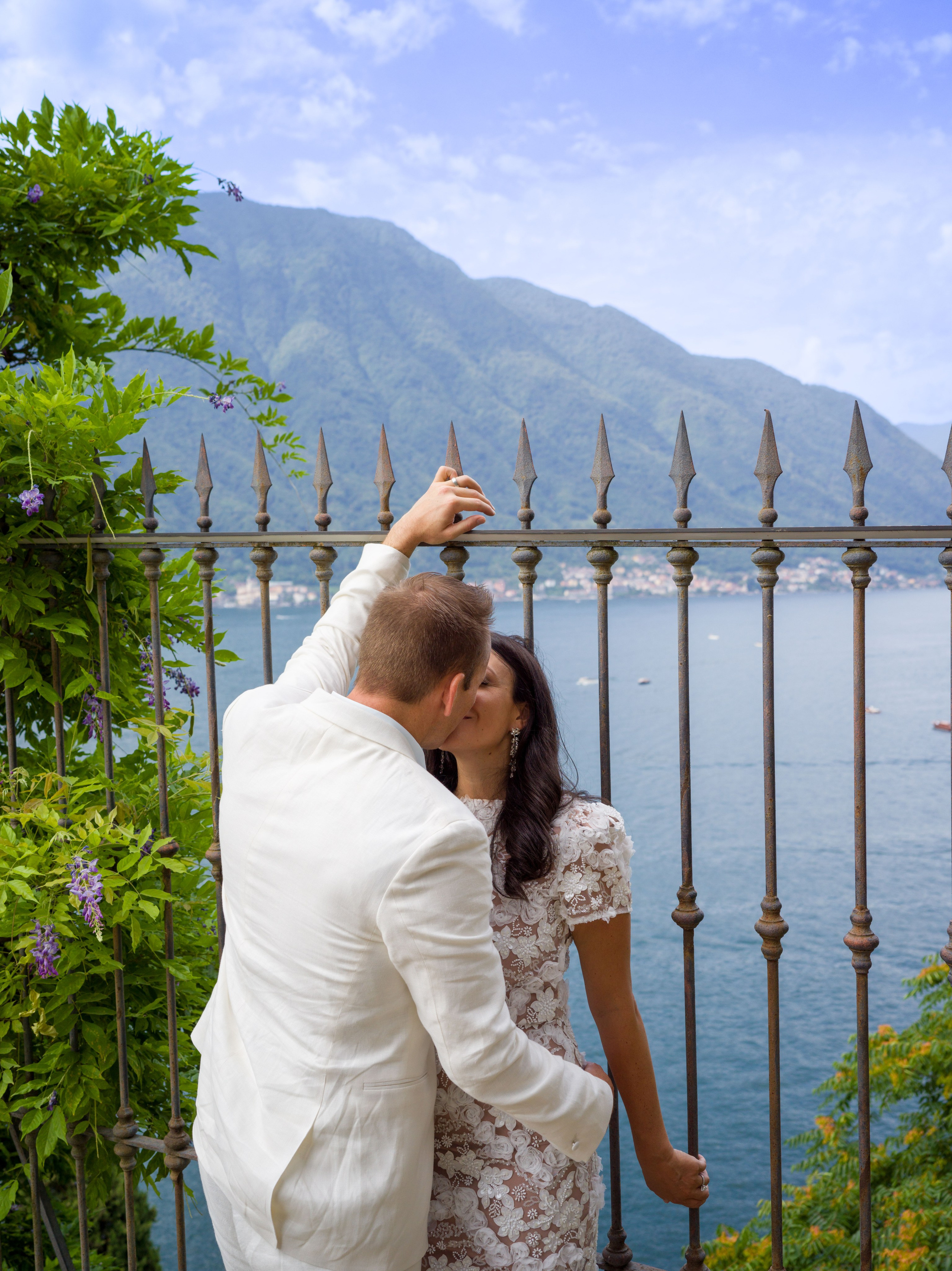 Villa Balbianello elopement photography on Lake Como featuring the couple in the villa gardens and historic architecture