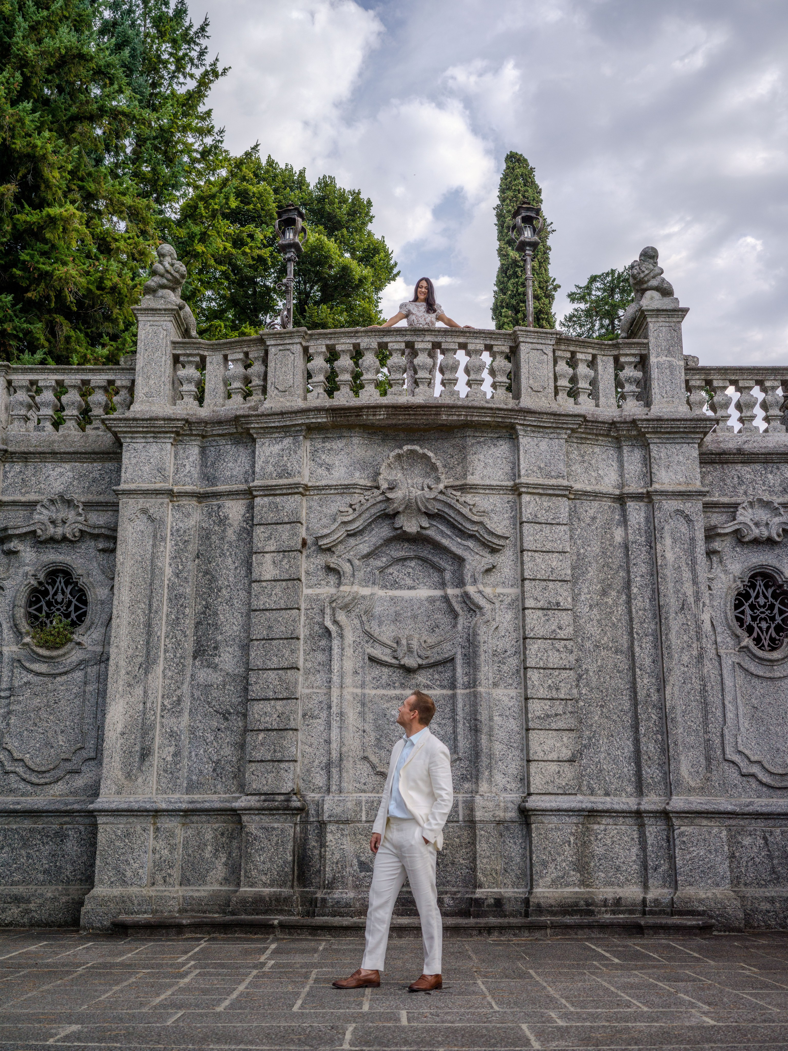 Proposal, Parco Civico Teresio Olivelli, Tremezzo, Lake Como – engaged couple walking away together