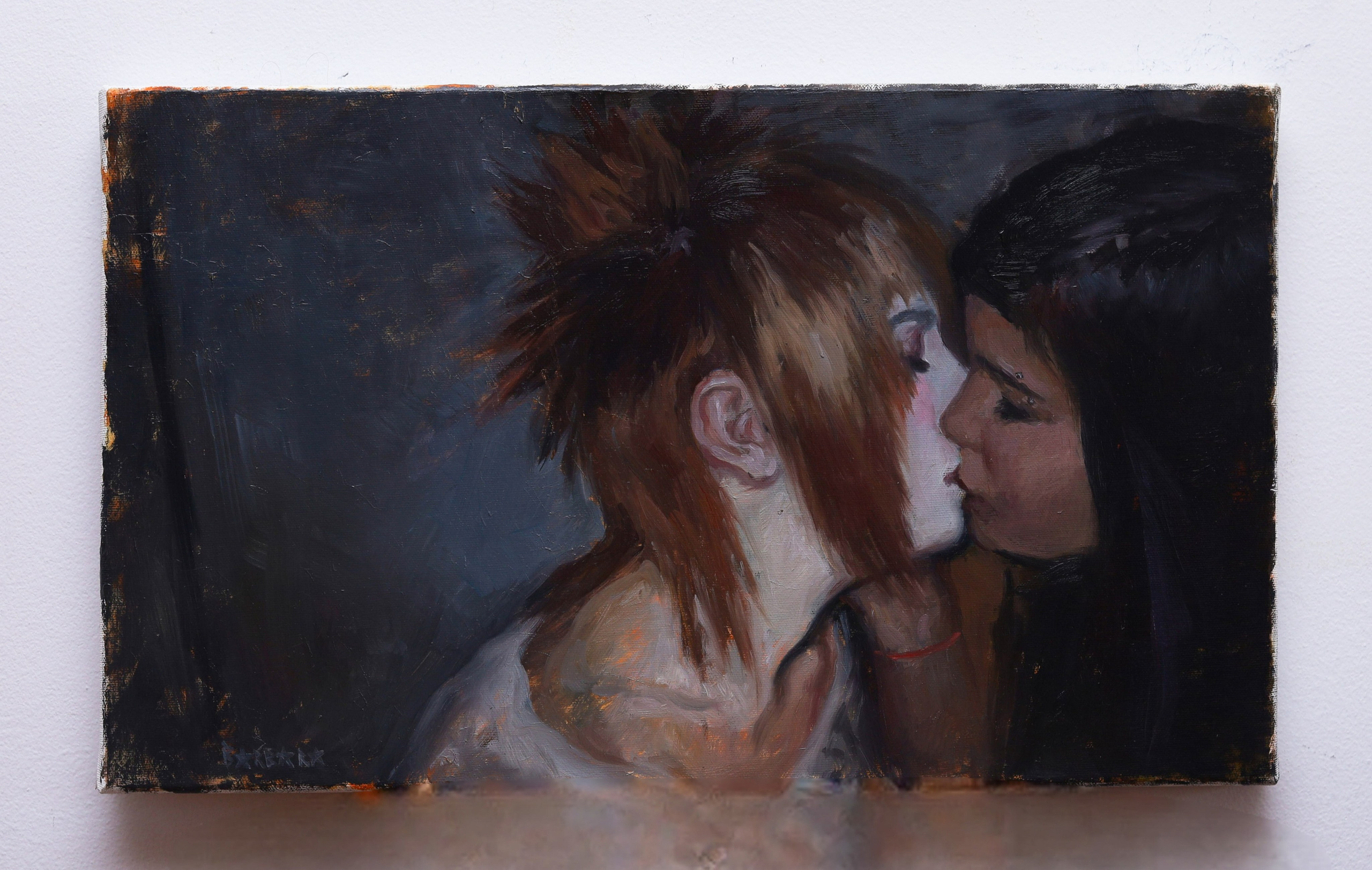 The Kiss, oil on canvas, Barbara Cabral. Barbara Cabral