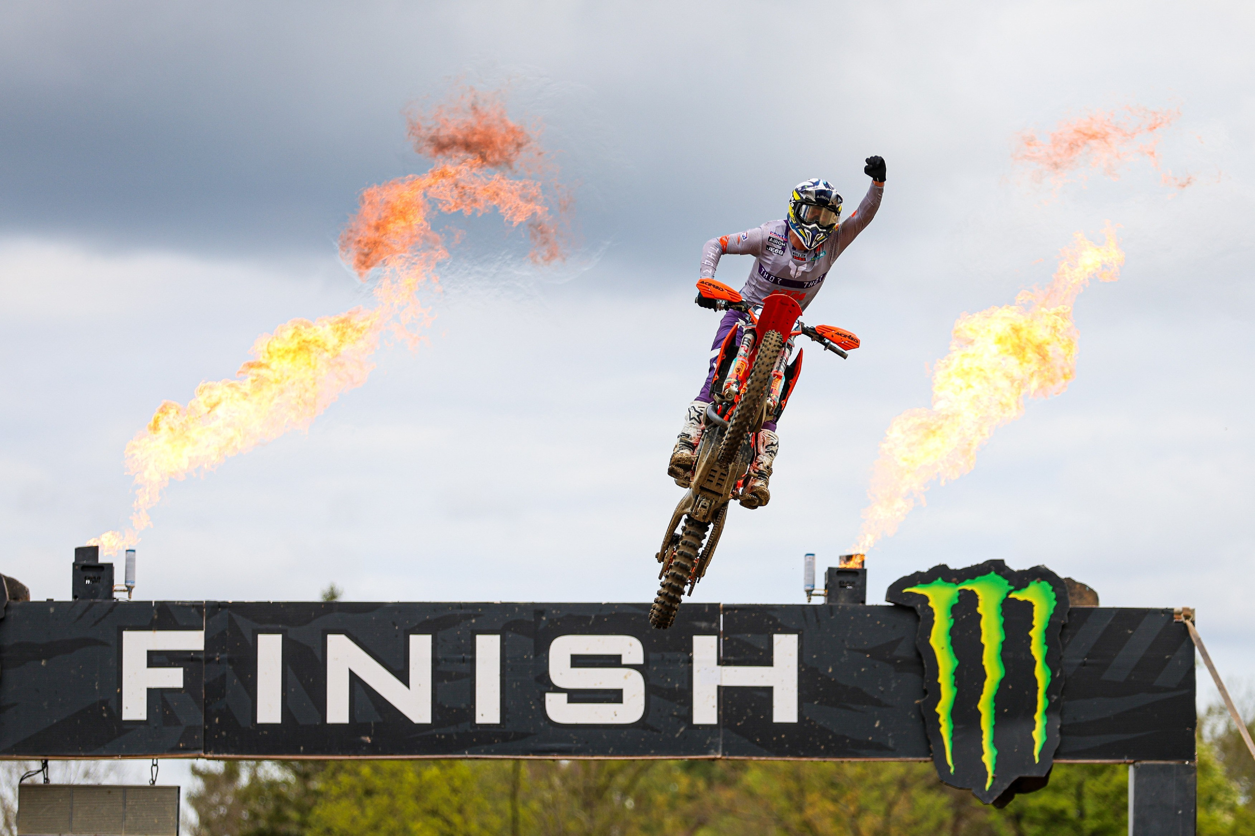 Finish line jump race celebration MXGP Motocross World Championship