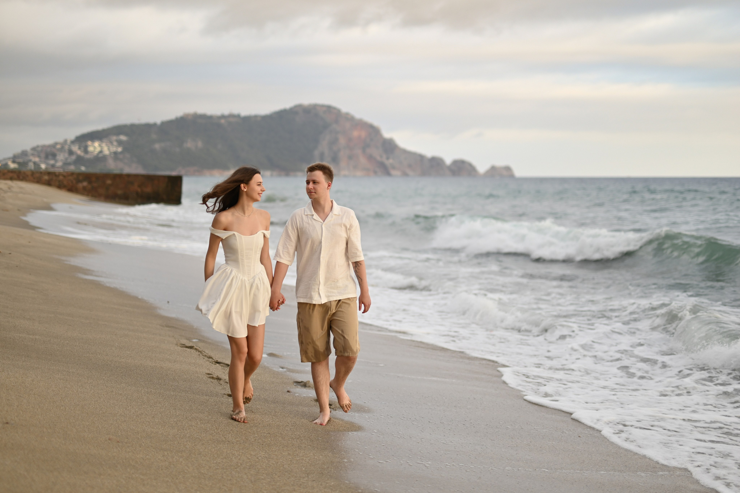 Love story на пляже Клеопатра. Фотограф в Алании (Аланье), Сиде, Манавгате. Турция