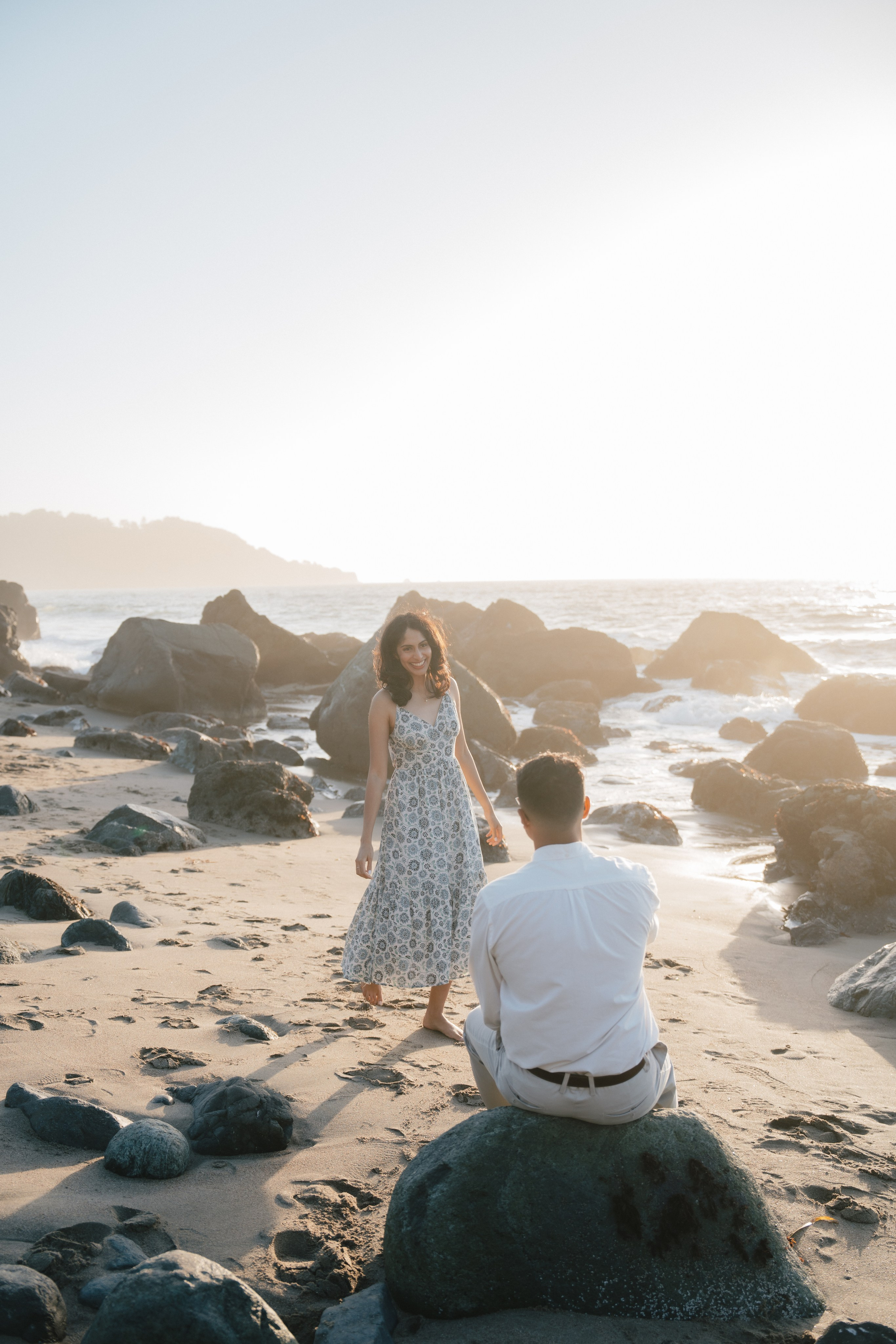 Engagement and Couple’s Photoshoot at Marshall’s Beach with iconic Golden Gate bridge view. Soulo Photography | San Francisco Bay Area Based Photographer