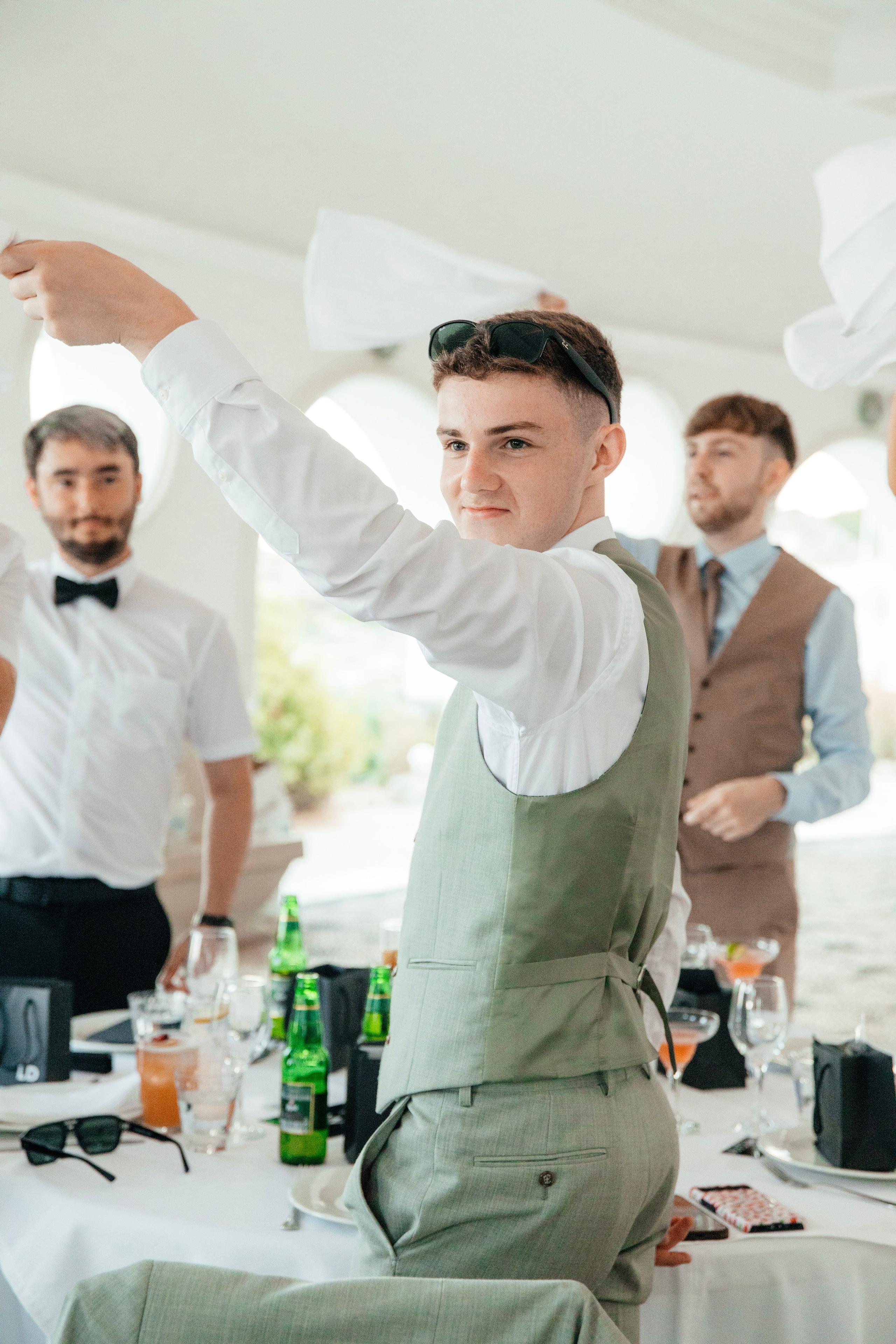 Cheering at bride and groom in wedding Rhodes, Greece