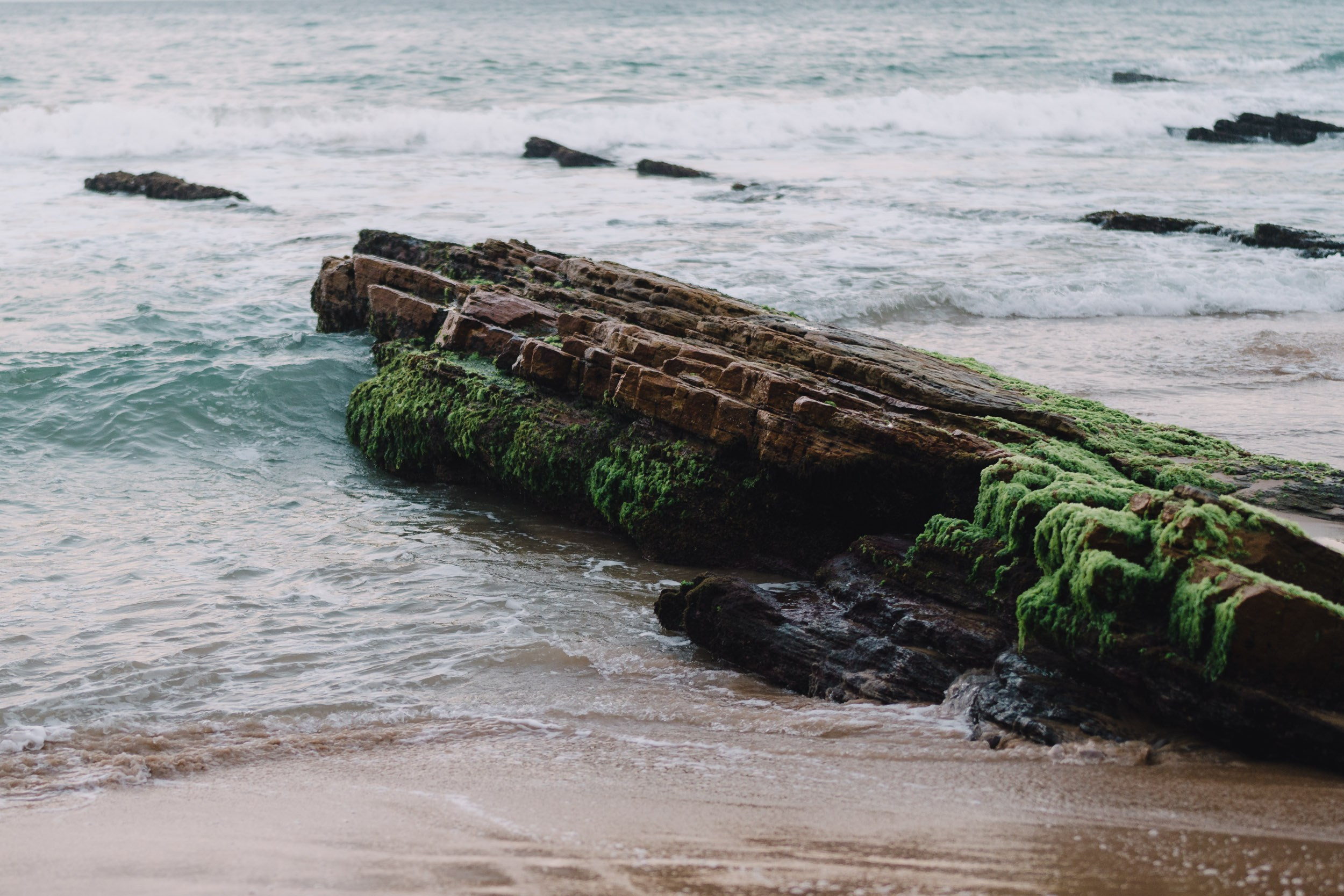 landscape with the huge rock and the ocean 