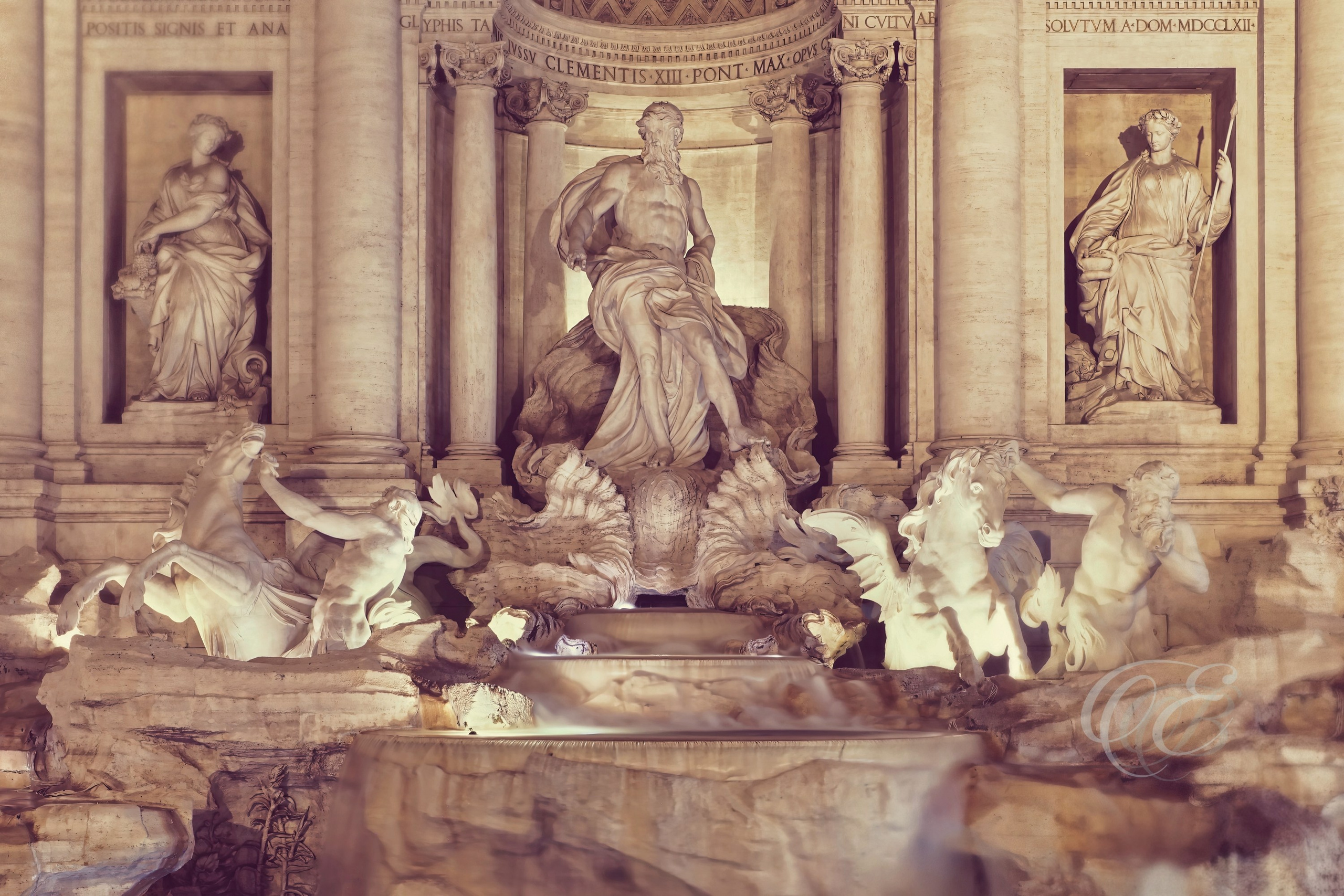 Rome Italy - The sculpture of the Oceanus at The Trevi Fountain - Eduardo Bartoli Fine Art Photography - Sculpture of Oceanus at the Trevi Fountain in Rome, Italy – fine art photography by Eduardo Bartoli.