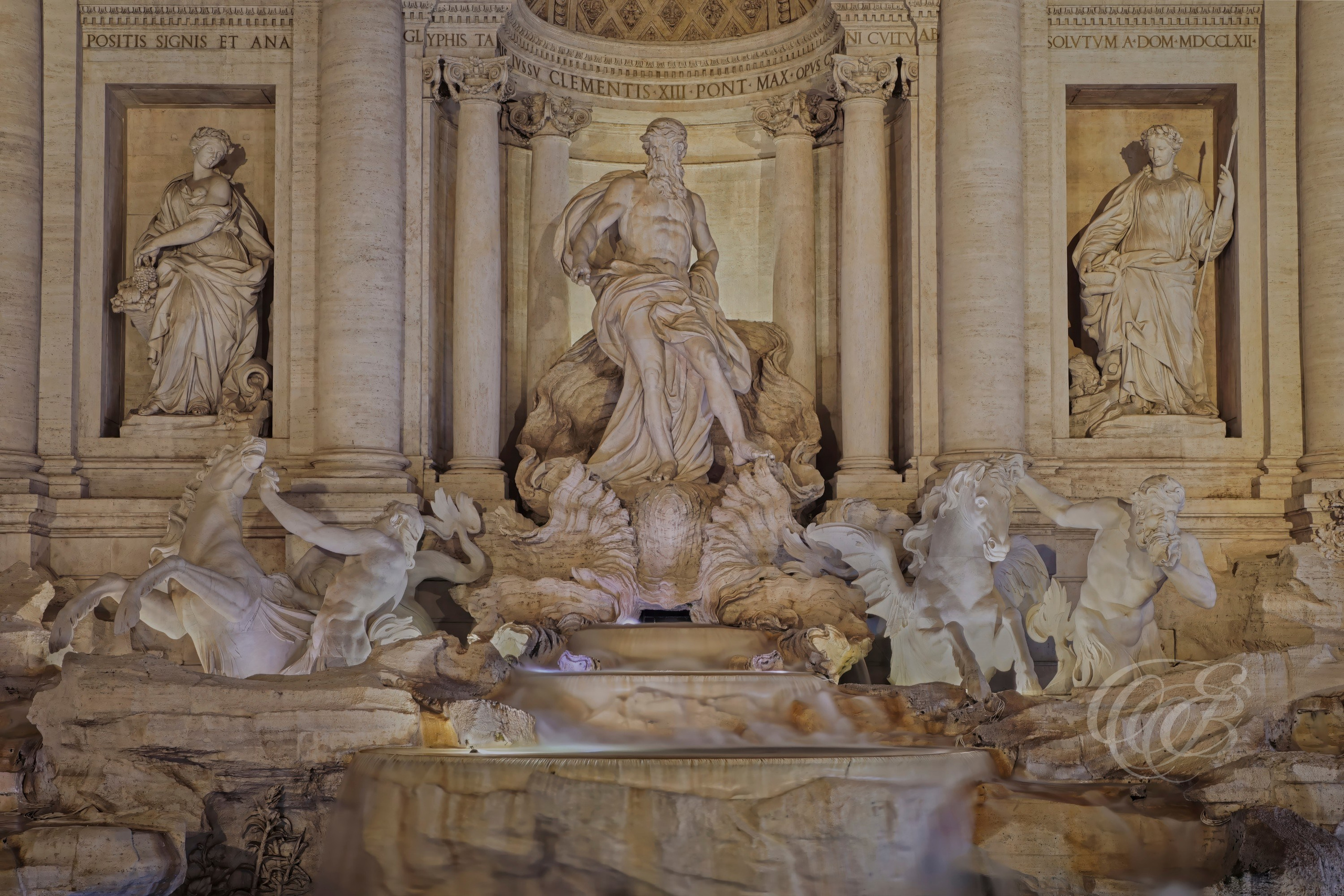 Rome, Italy – This fine art photograph captures the sculpture of Oceanus at the Trevi Fountain, standing majestic amid cascading waters. The image honors the classical form and enduring power of Rome’s celebrated fountain, a symbol of the city’s eternal flow between past and present. Eduardo Bartoli Photography.