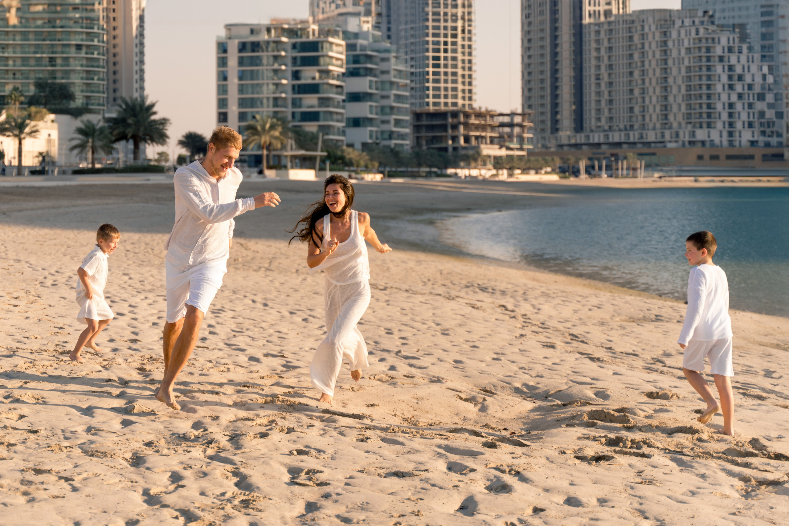 Elegant family photoshoot at Reem Island Abu Dhabi near the waterfront