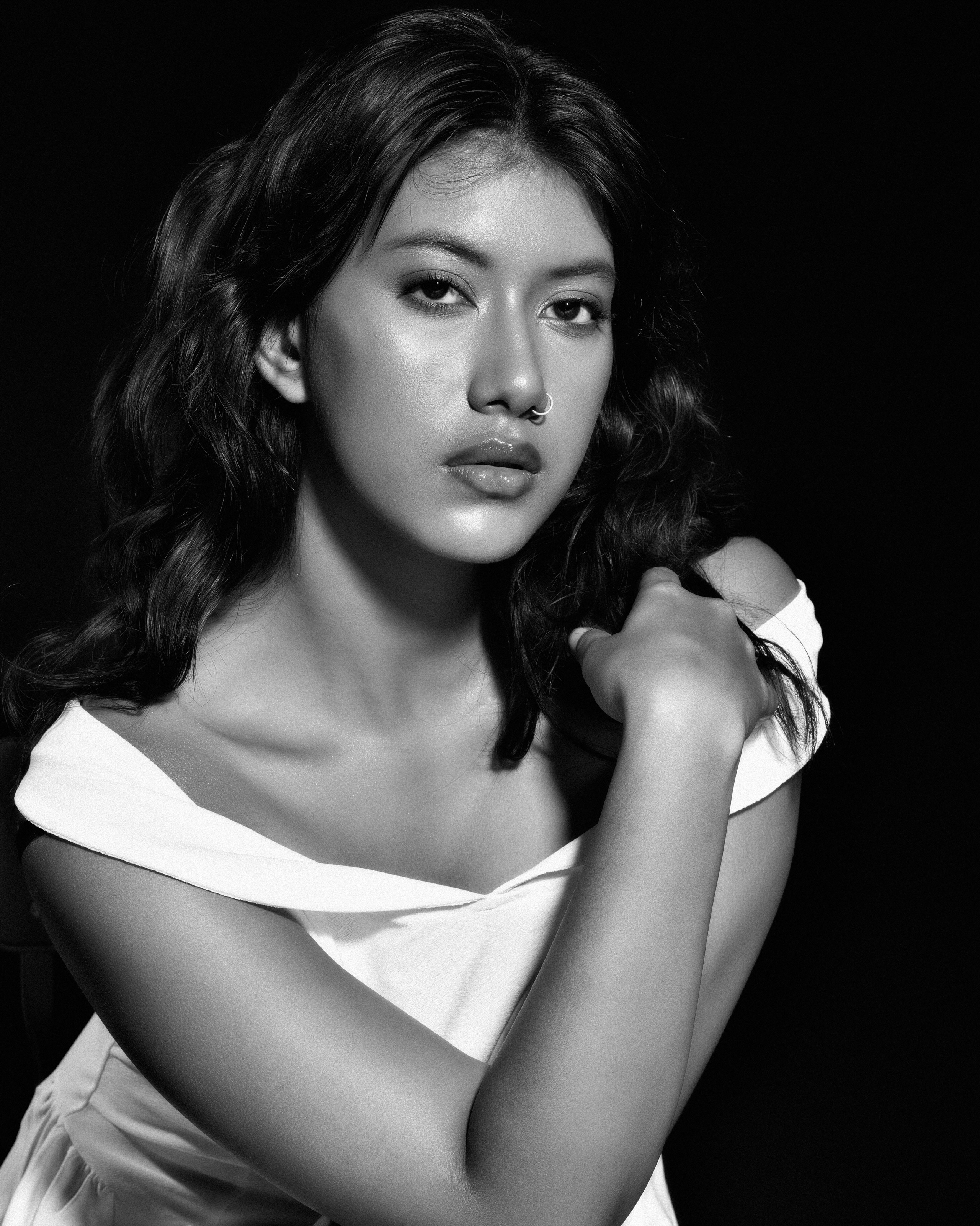 Black and White Saree Portrait in Chennai