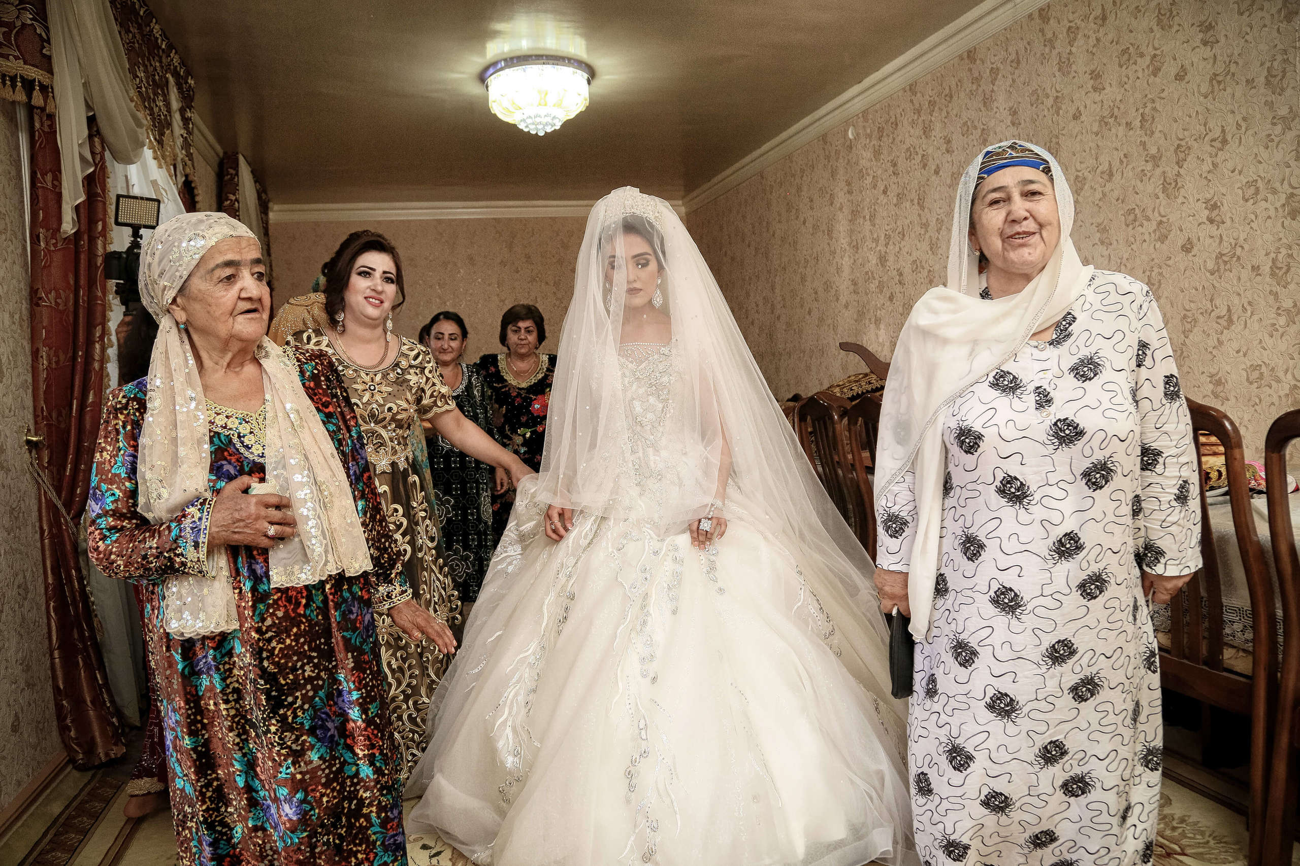 Tajik wedding, portrait of Asian bride, wedding dress. Wedding and family photographer in Cork, Ireland. Tigran