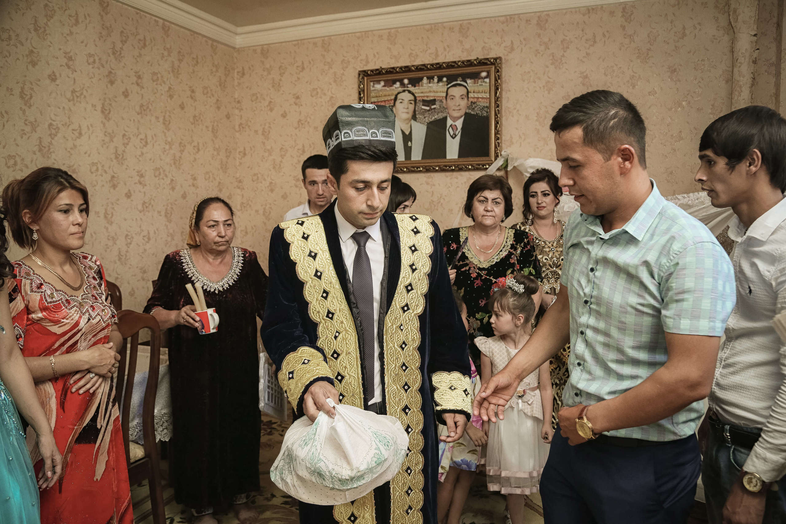 Tajik wedding, portrait of Asian bride, wedding dress. Wedding and family photographer in Cork, Ireland. Tigran