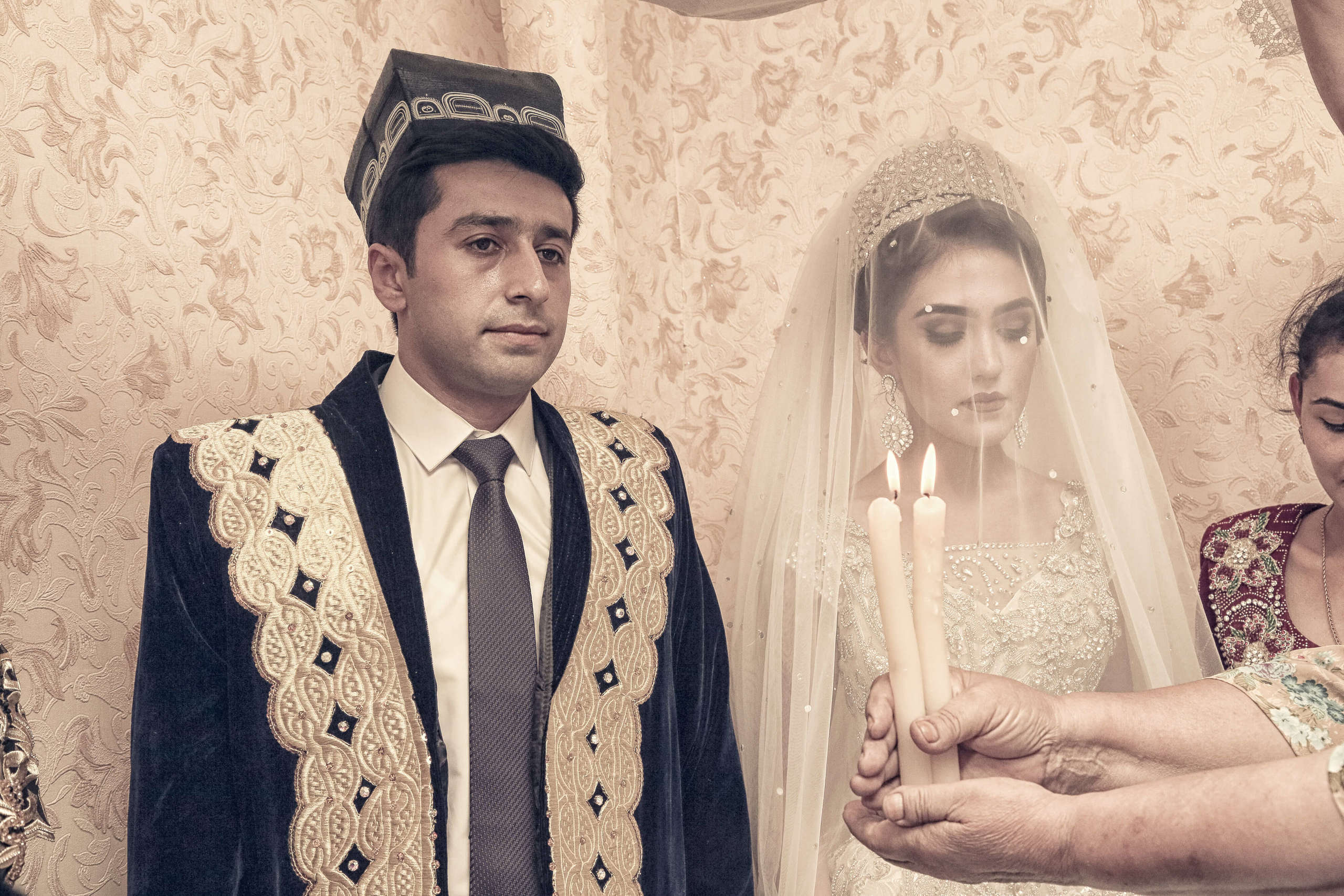 Tajik wedding, portrait of Asian bride, wedding dress. Wedding and family photographer in Cork, Ireland. Tigran