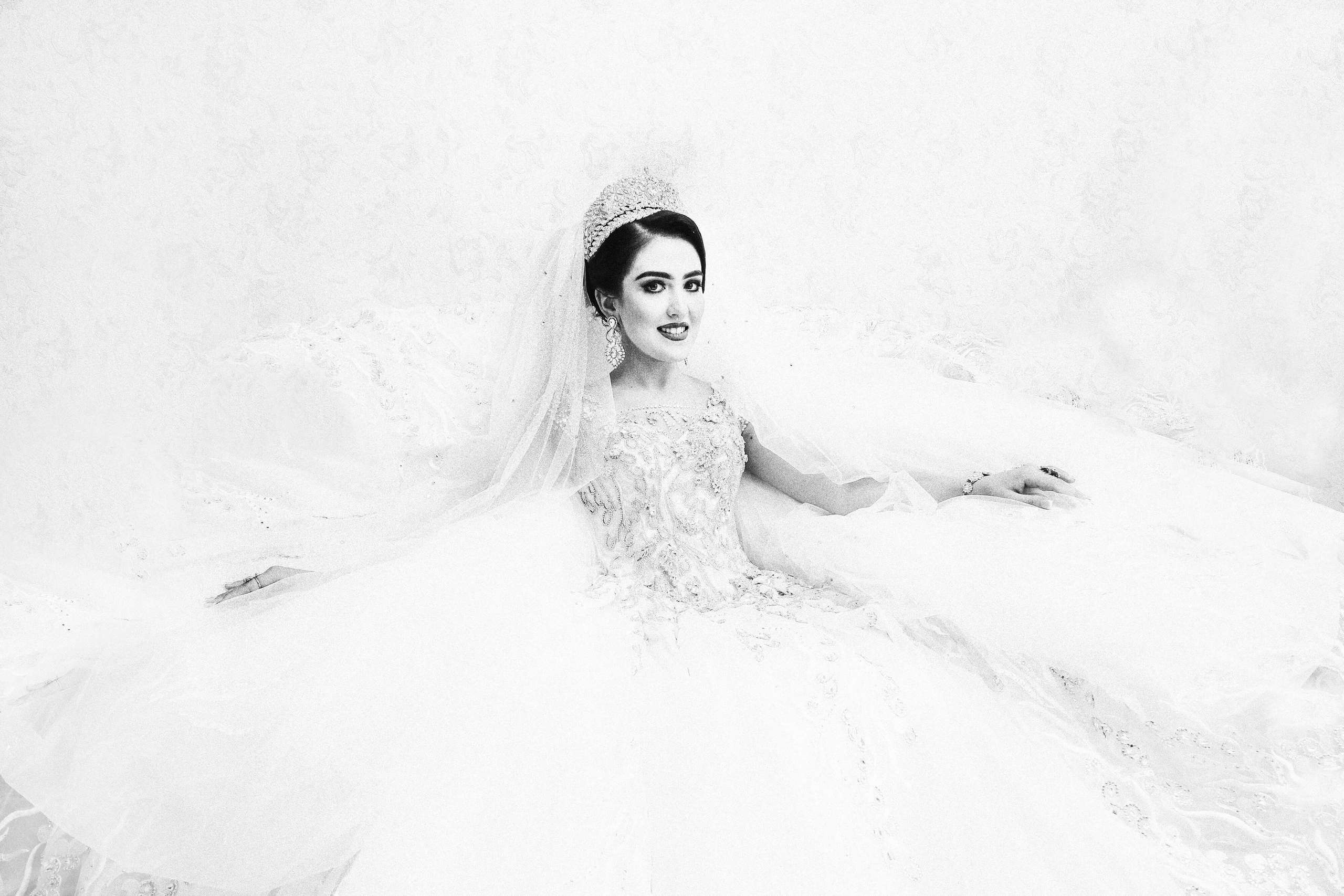 Tajik wedding, portrait of Asian bride, wedding dress. Wedding and family photographer in Cork, Ireland. Tigran