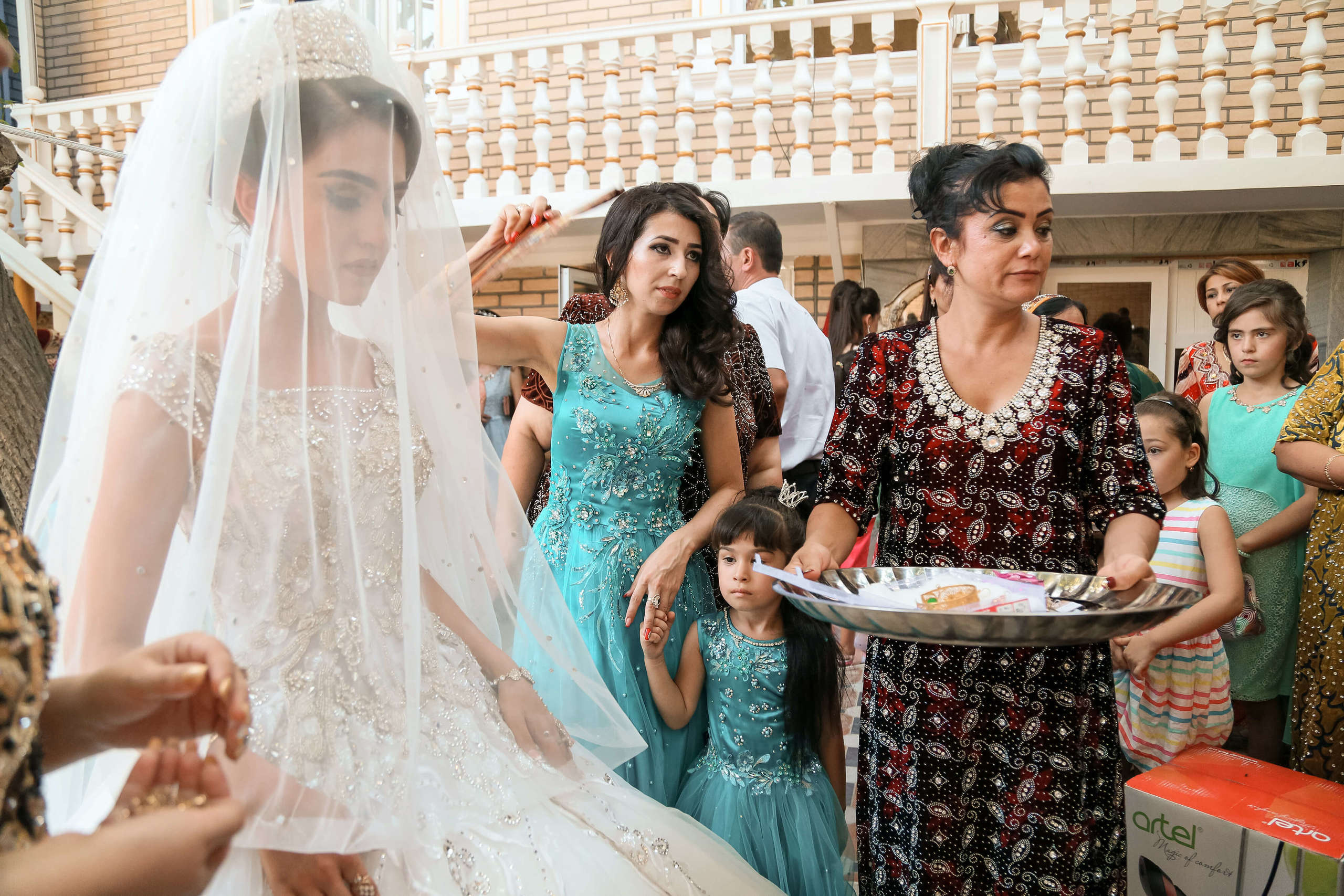 Tajik wedding, portrait of Asian bride, wedding dress. Wedding and family photographer in Cork, Ireland. Tigran