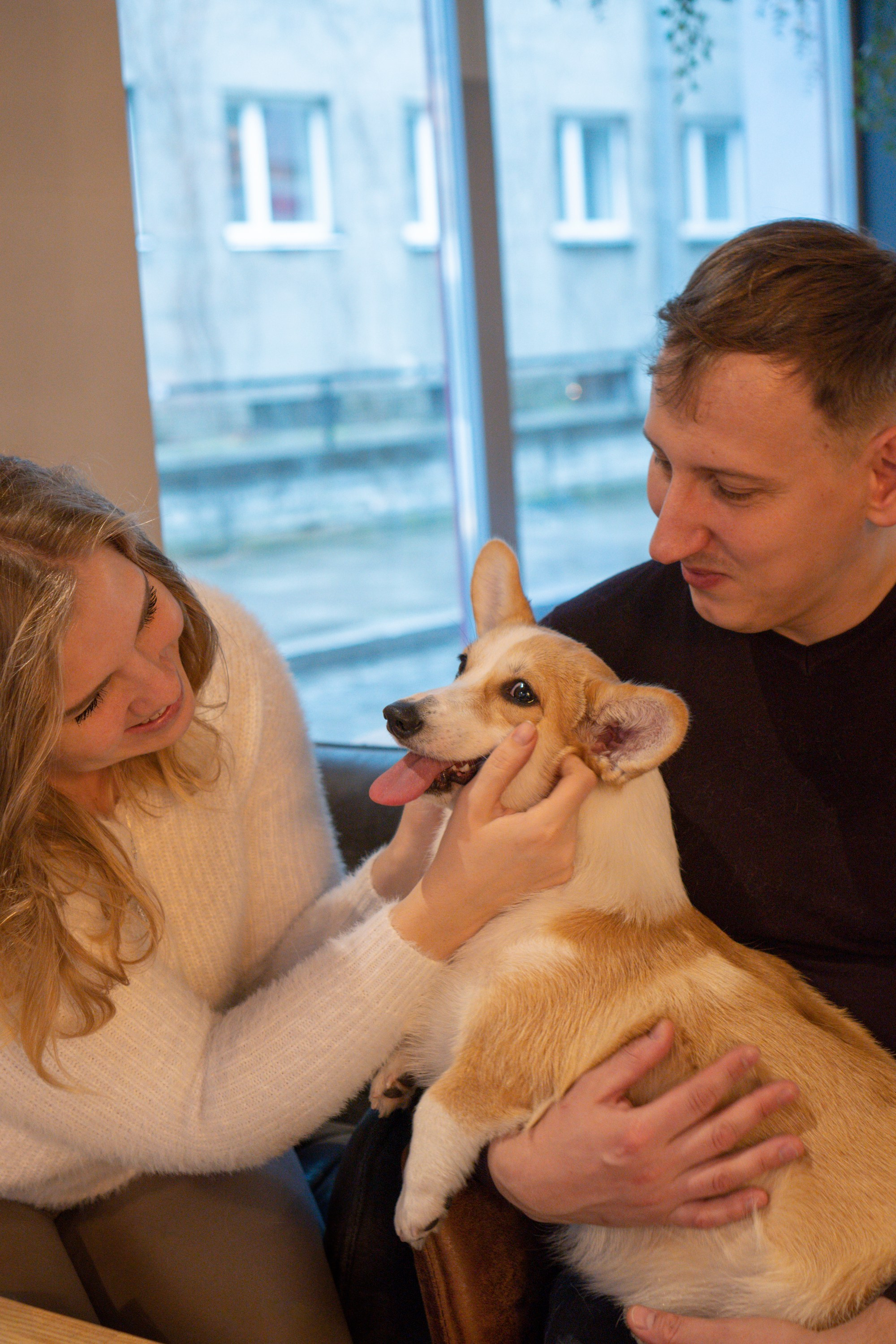 Maarika, Jegor and their Luna, Pembroke Welsh Corgi. Kat Laisaar — Pet photographer in Tallinn
