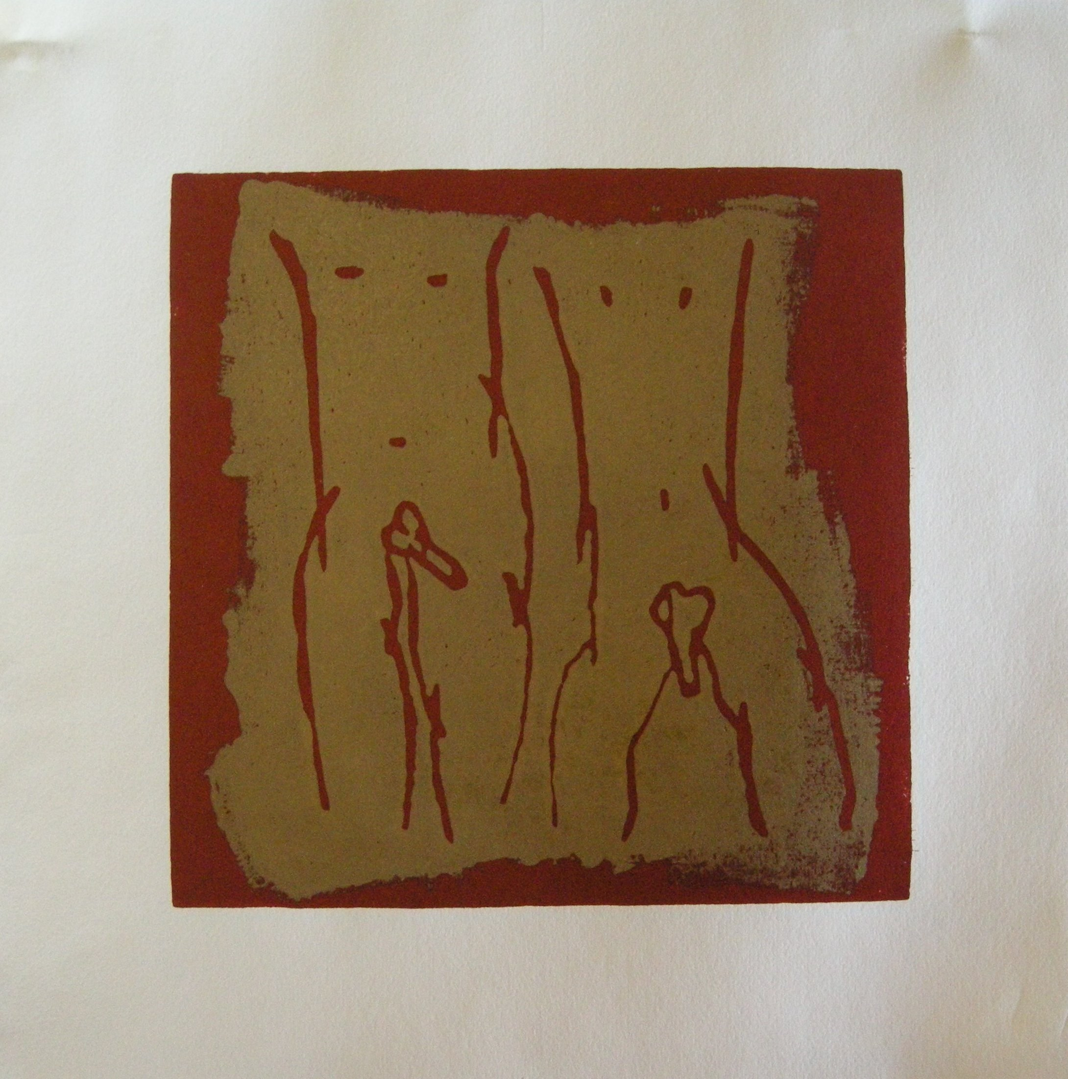 Akt rot-gold 2025 - 20x20 auf Papier 30x30