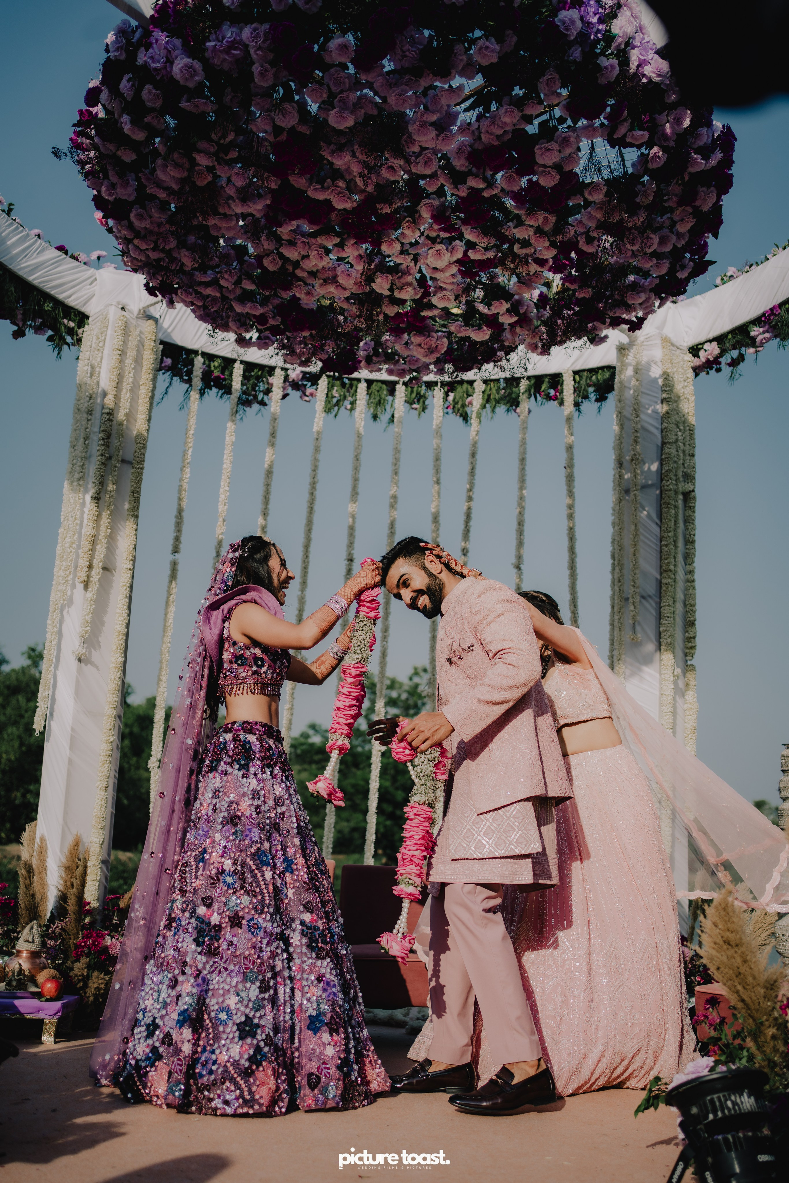 Varamala Ft. Barbie & Aneesh. Fine art Wedding Photographers in India & Canada