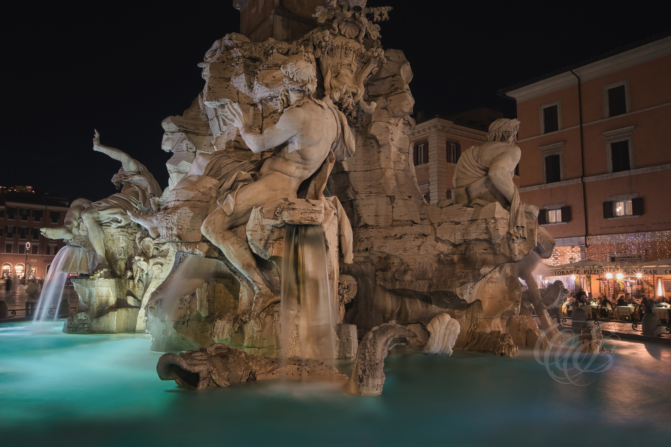 Rome Italy - Fontana dei Quattro Fiumi - Eduardo Bartoli Fine Art Photography - Fontana dei Quattro Fiumi in Piazza Navona at night, Rome, Italy – fine art photography by Eduardo Bartoli.