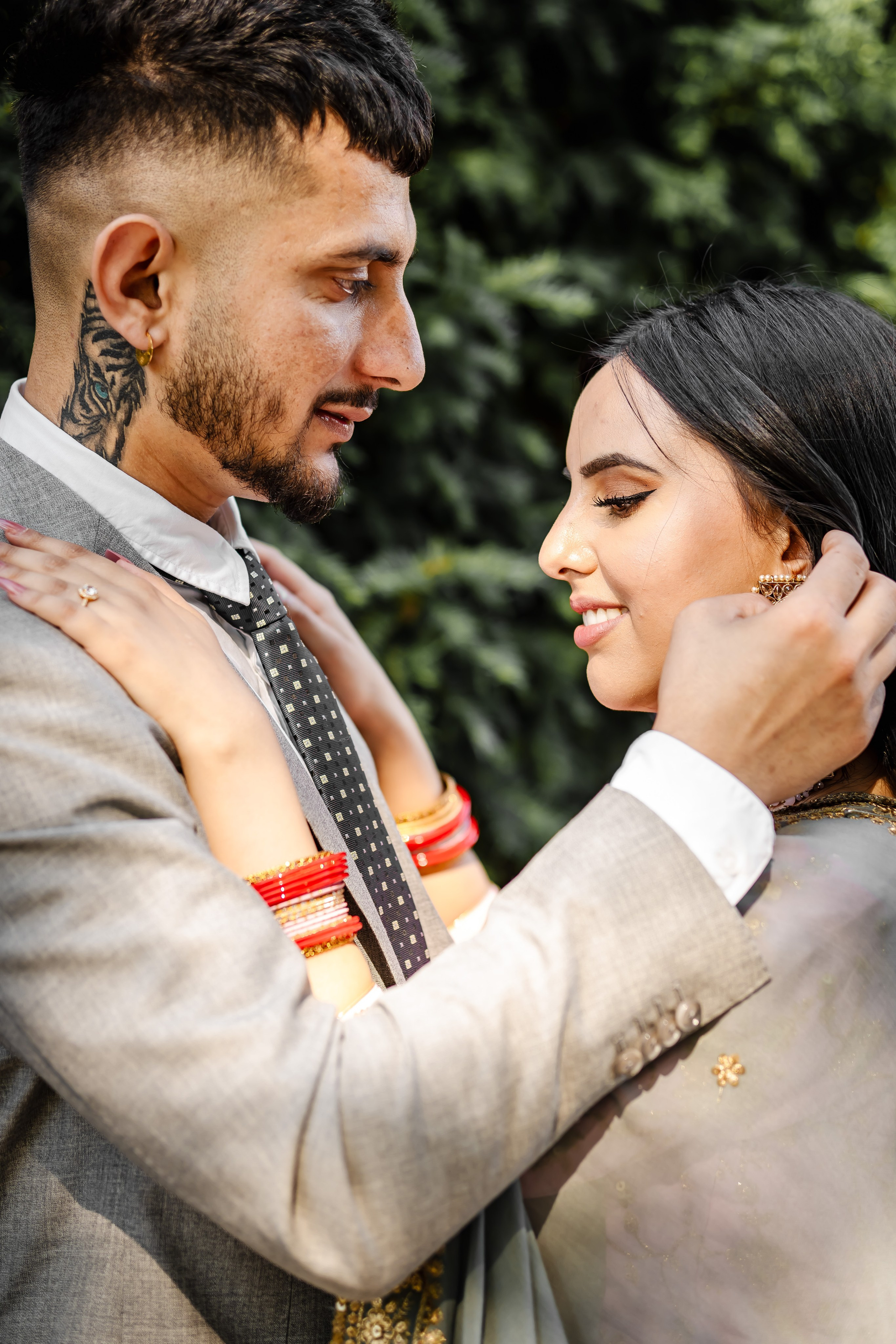 a man playing with the hair of a woman