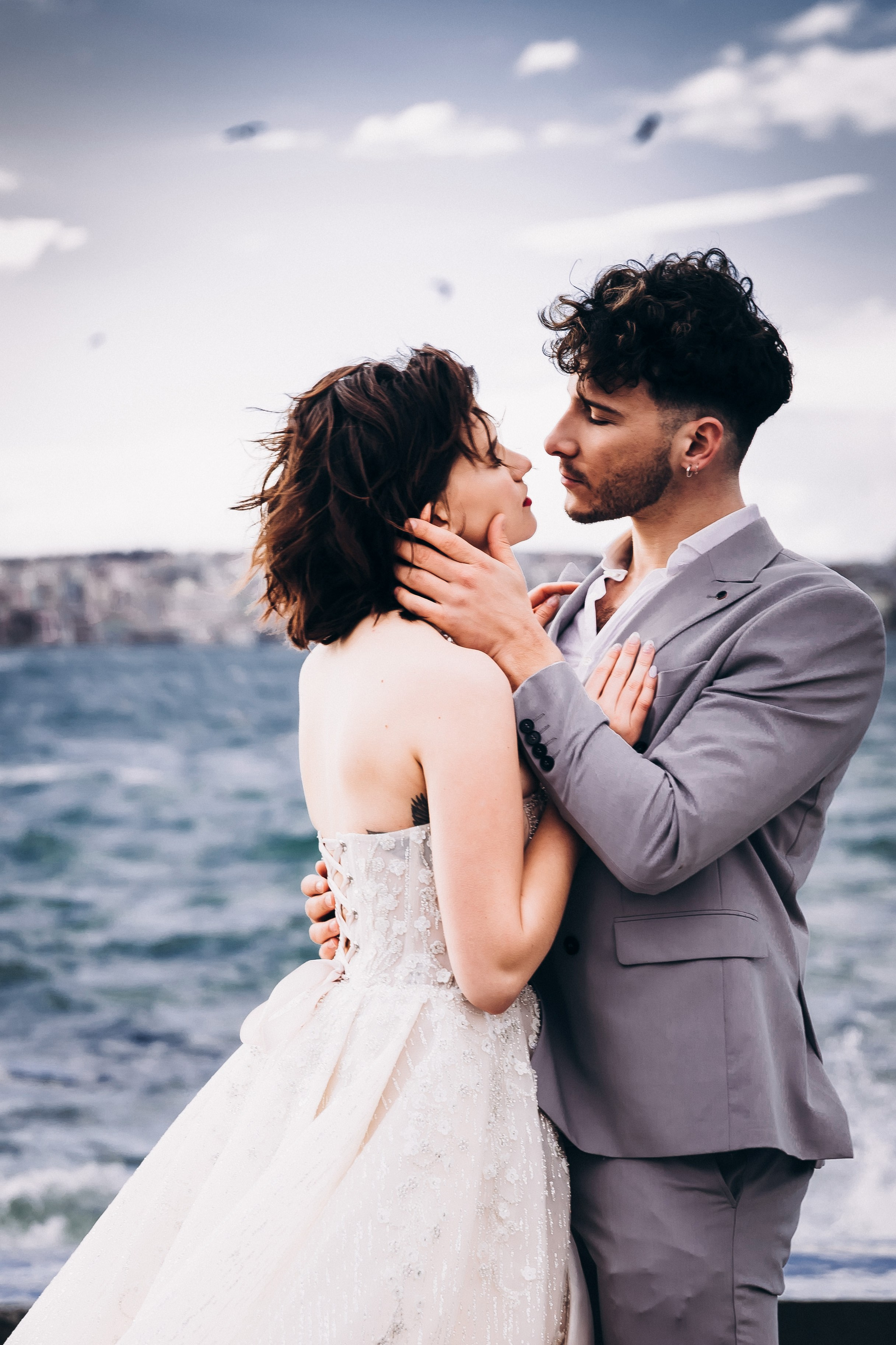 Wedding in Turkey – romantic couple portrait with Bosphorus sunset