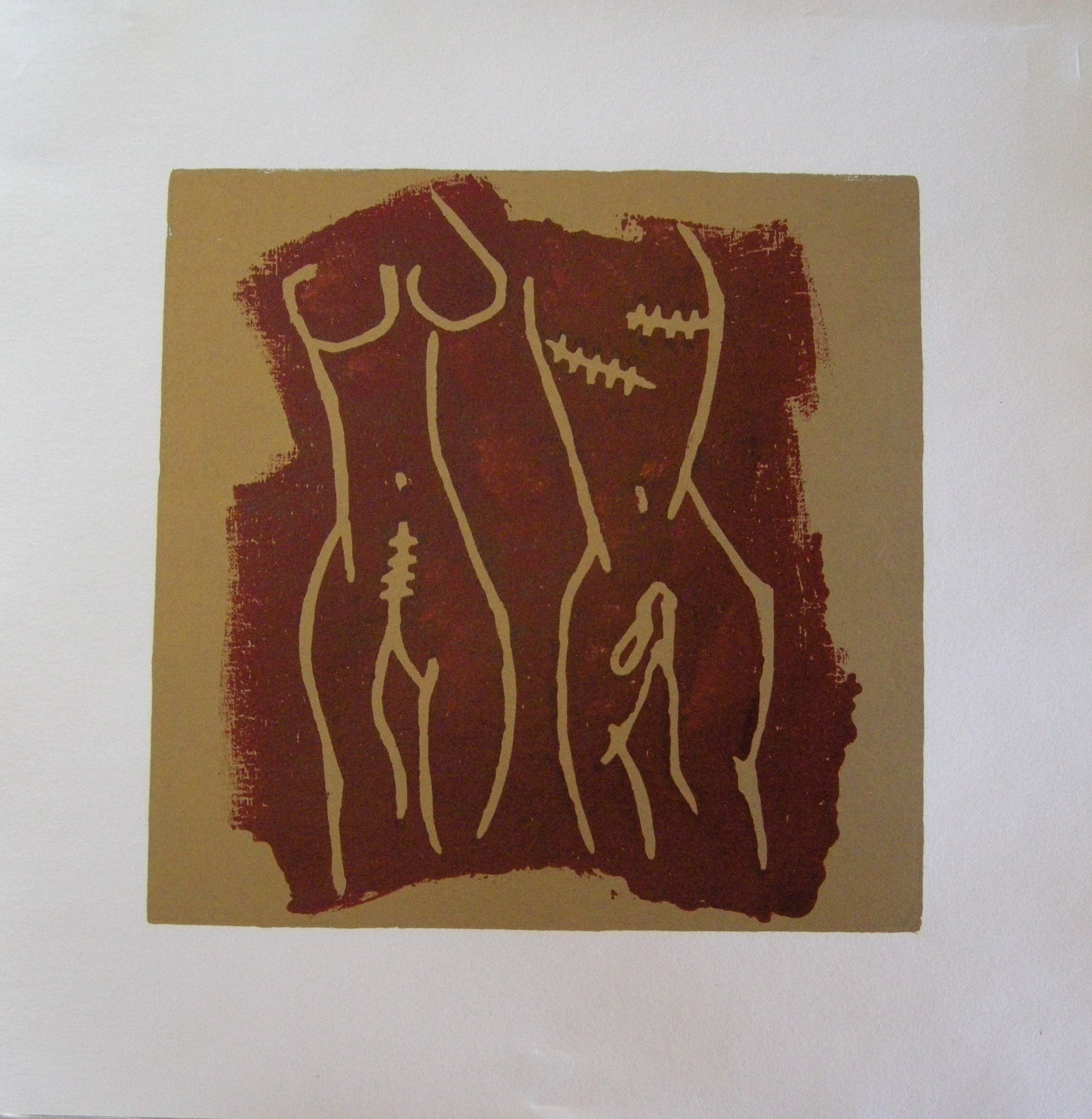 Akt rot-gold 2025 - 20x20 auf Papier 30x30