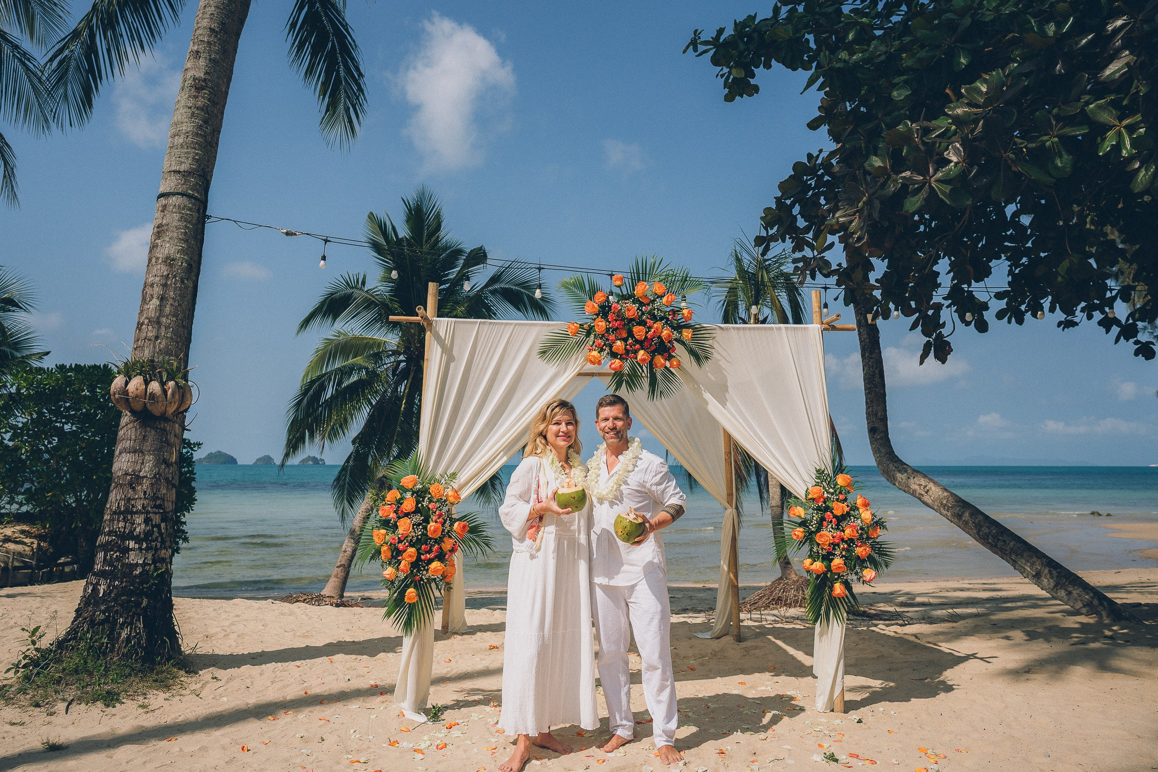 Lucie and Daniel. Buddhist blessing wedding Ceremony on Koh Samui, Thailand