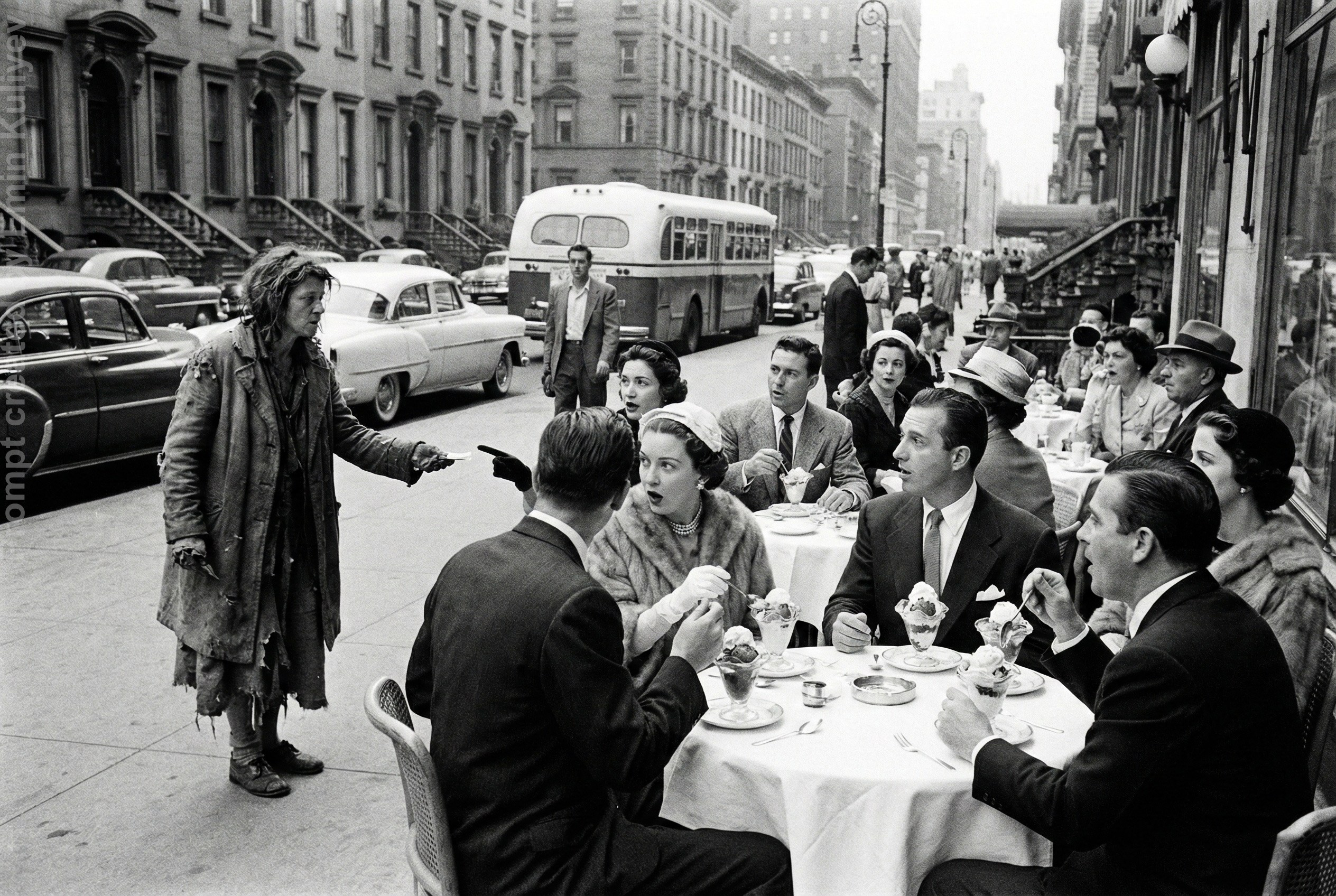 AI 1950s photo style test, vintage film look, realistic AI photography, retro image generation, learn my prompts in online class. Emin Kuliyev — Award-Winning Wedding Photojournalist NYC & USA | Best Wedding Photographer Known for Candid, Timeless Moments