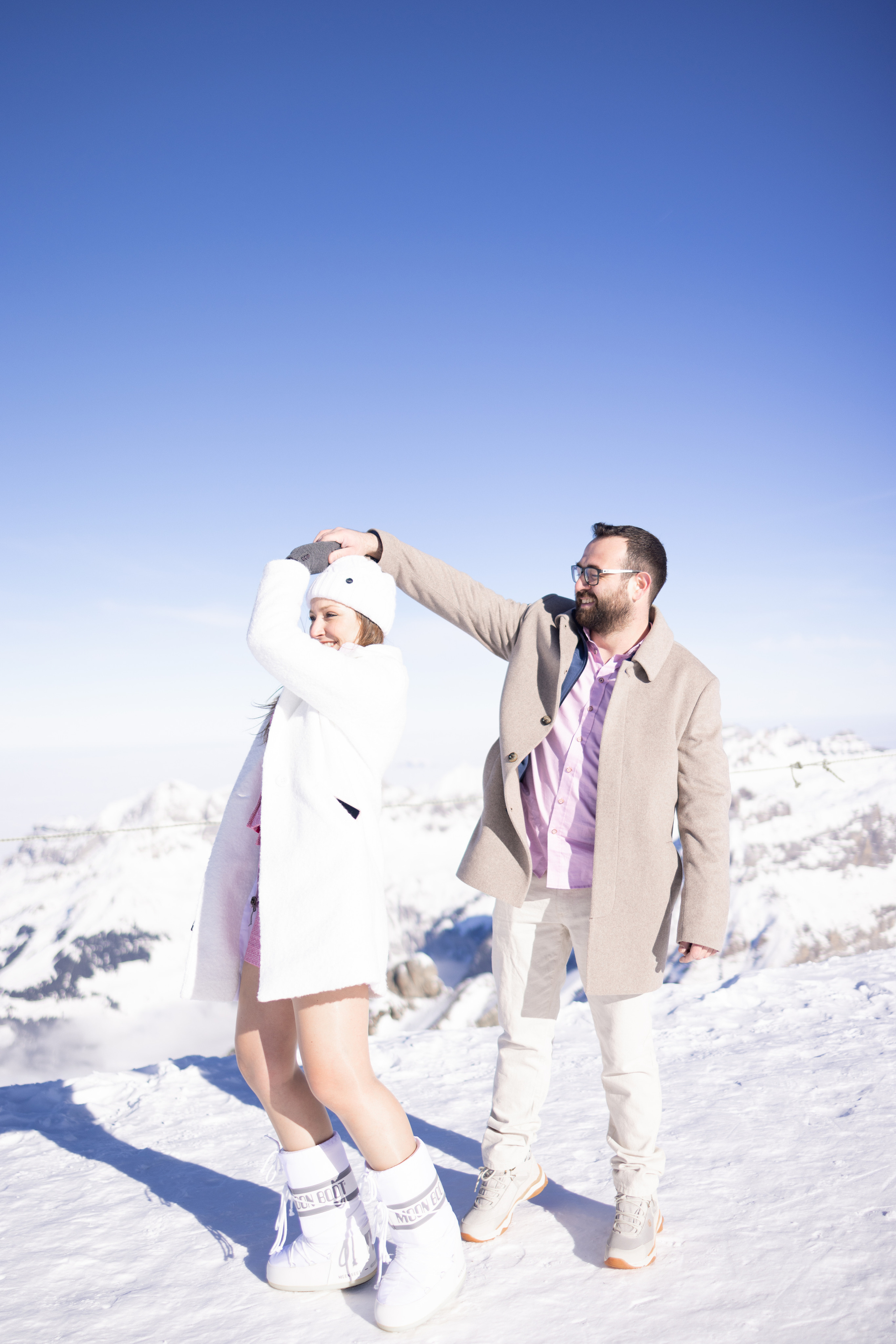 On top of the Titlis Mountain. Family photographer Zurich & Switzerland Daria Moore