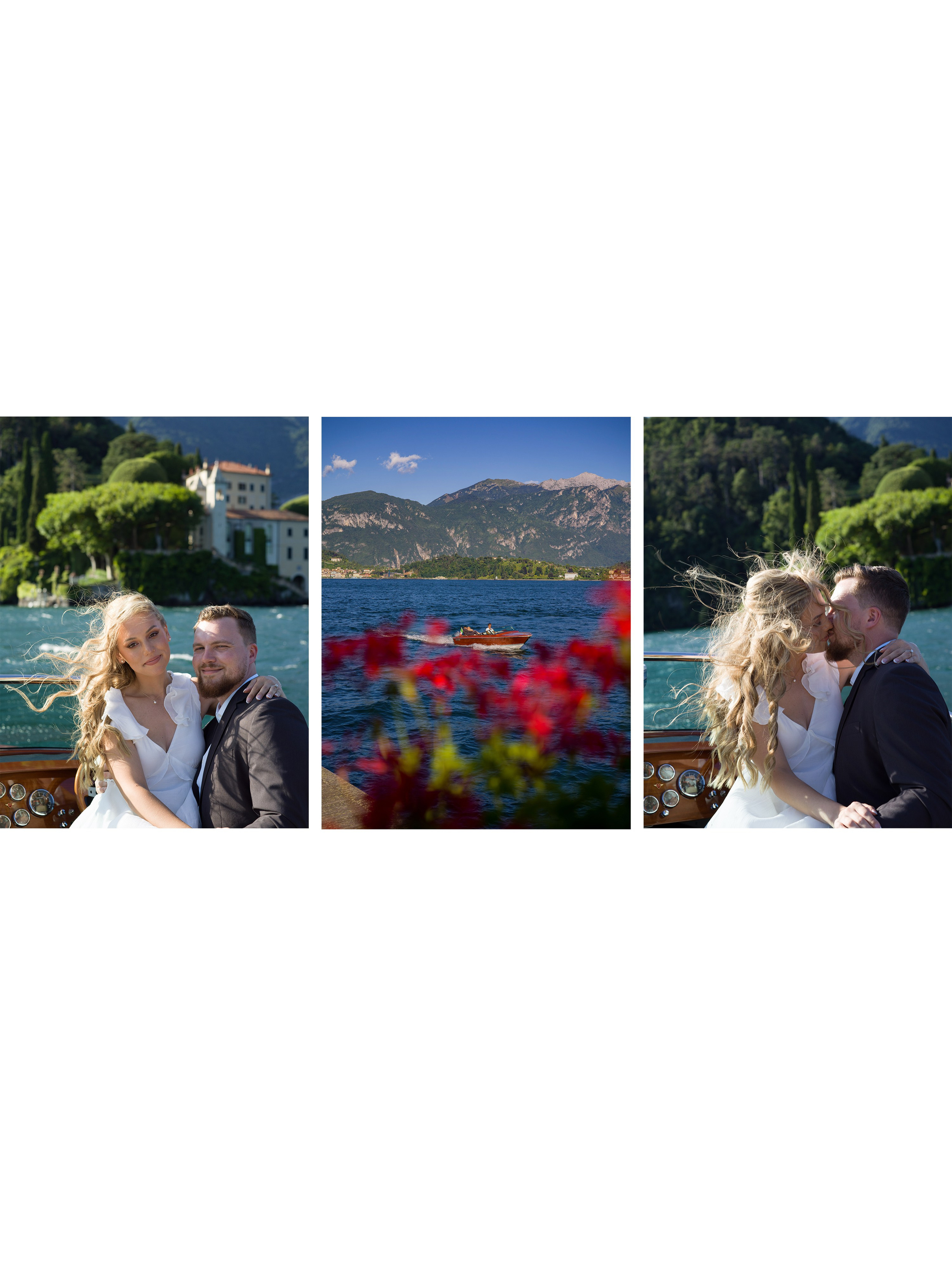 Elopement yacht cruise near Villa Balbiano