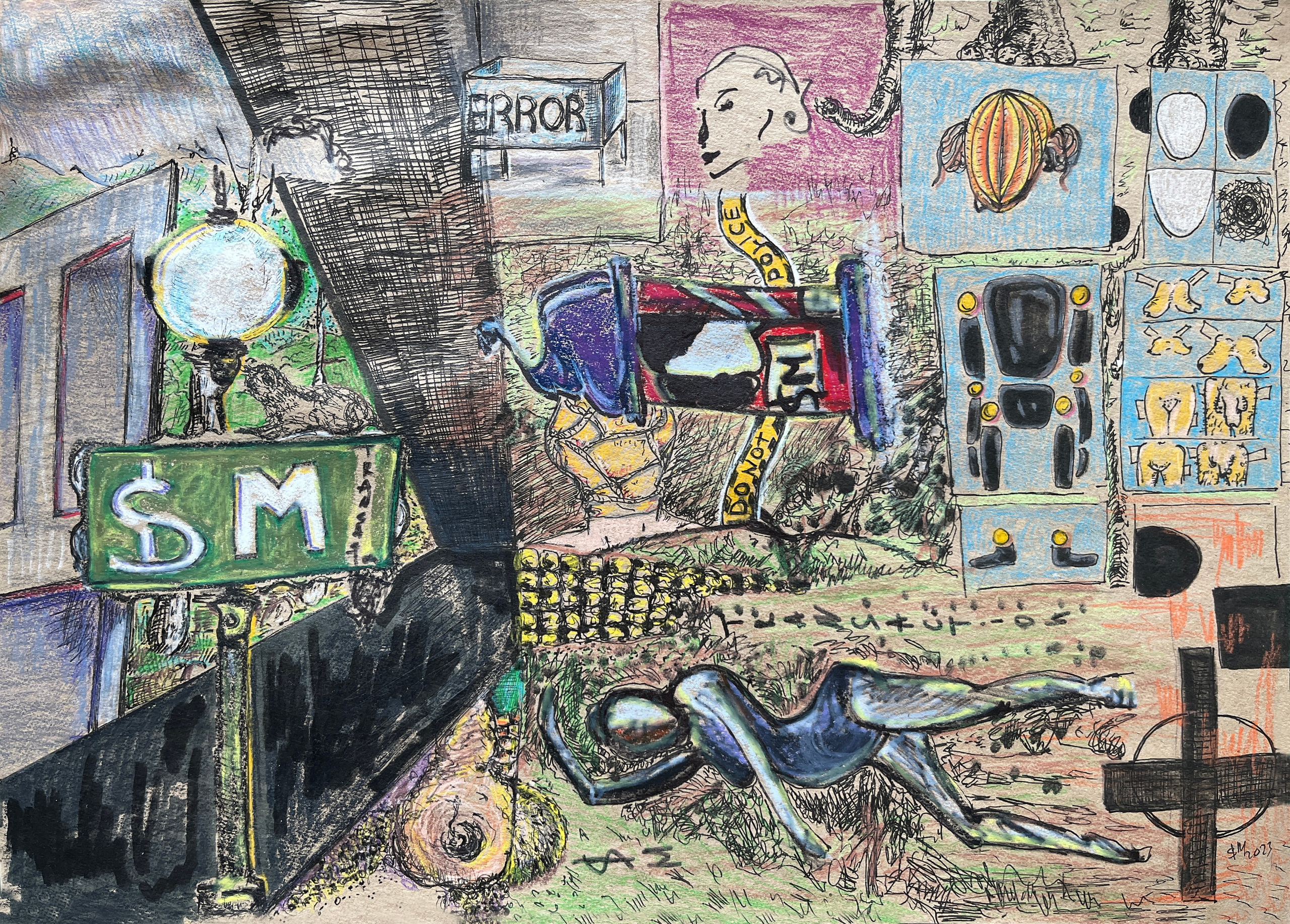 A haunting visualization from the Transaction Art universe exploring fragile human existence through distorted digital aesthetics. This work fragments biological and financial imagery into 3% visible reality and 97% glitch, mirroring how modern life balances between survival and systemic erasure. Signature {$M} elements appear as ghostly transactions across the decaying visual field."