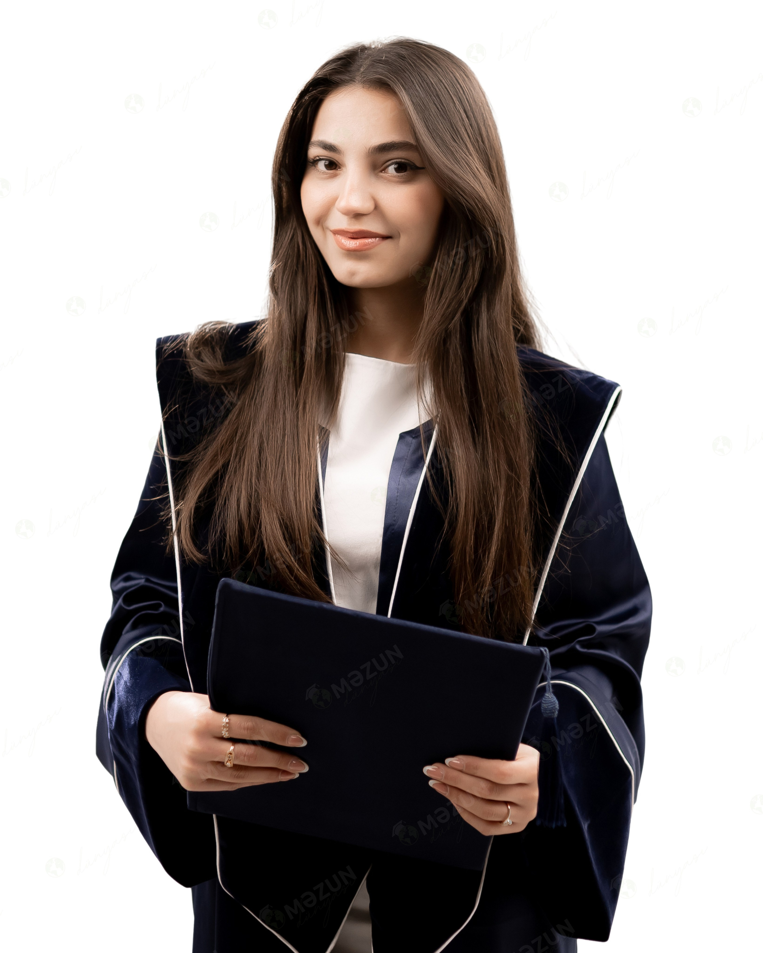 Premium göy — Velur qolla. Məzun geyimləri və akssesuarları