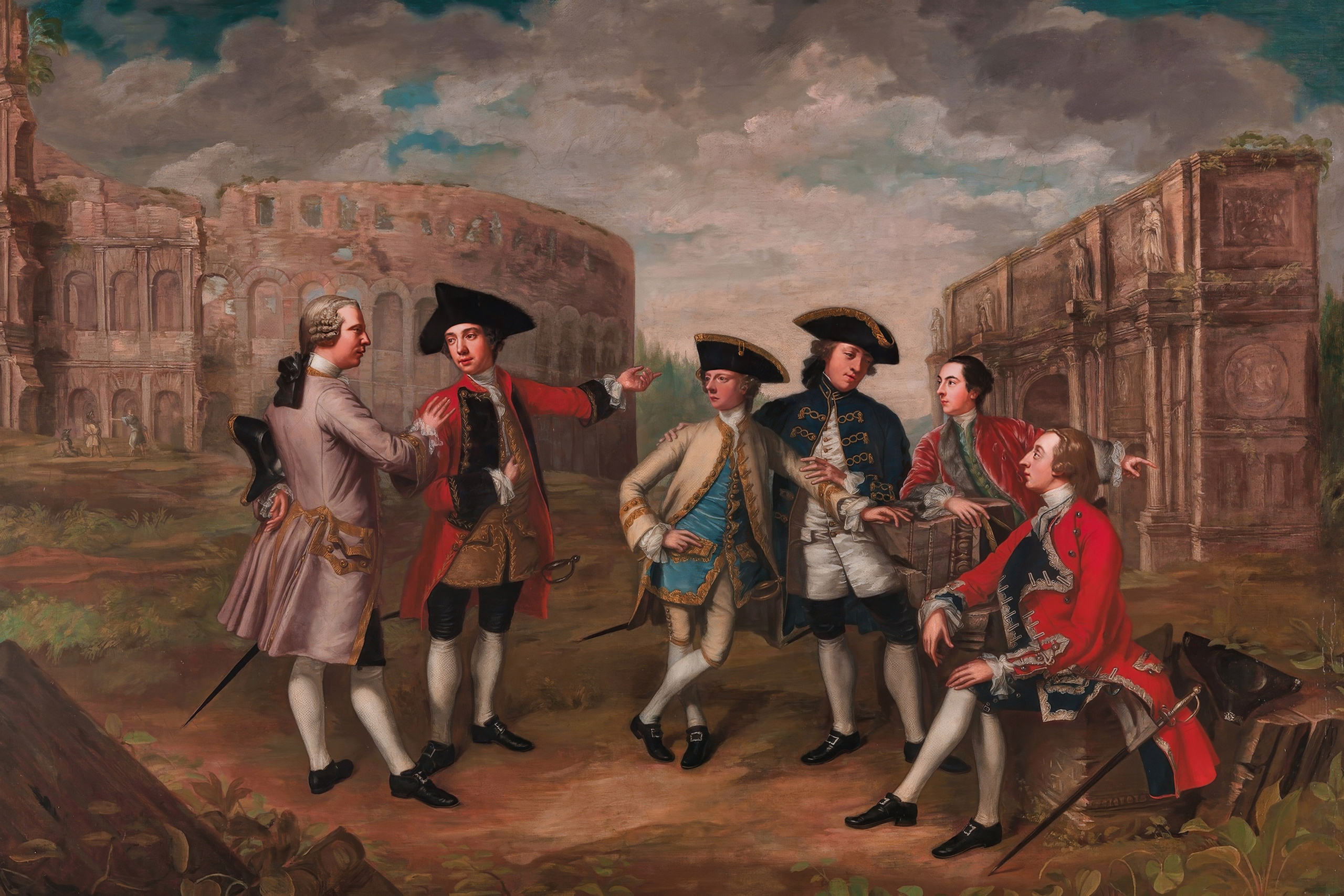 Photography of Italy – Grand Tour scene in Rome, late 18th to mid-19th century painting included in a photography book about Rome.