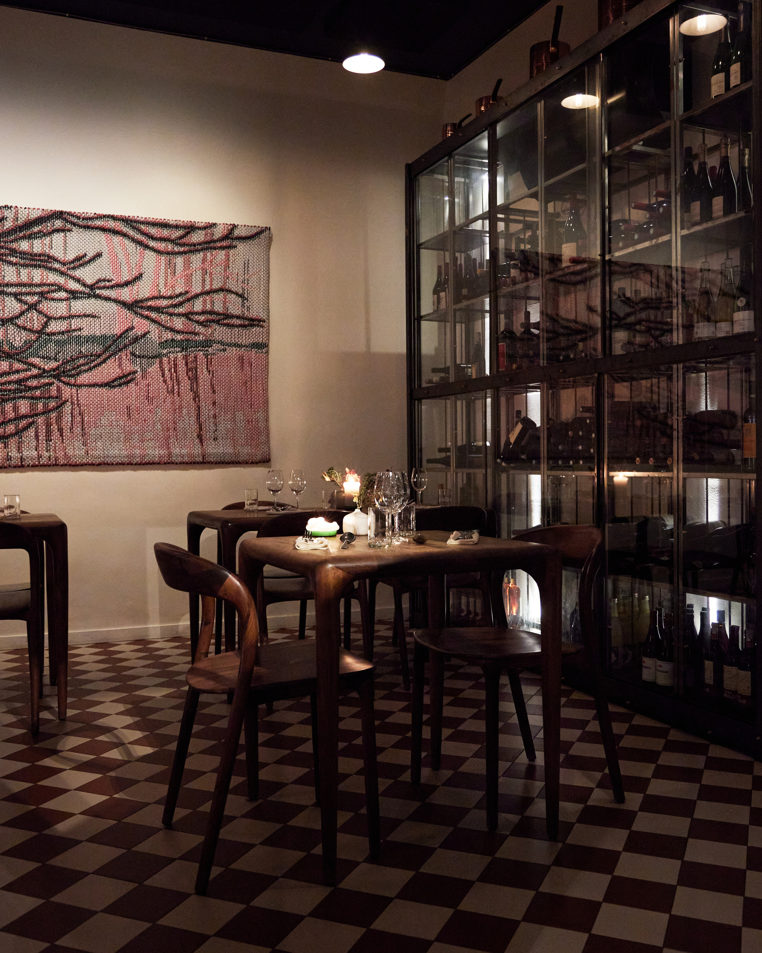 wine cabinet and table for two