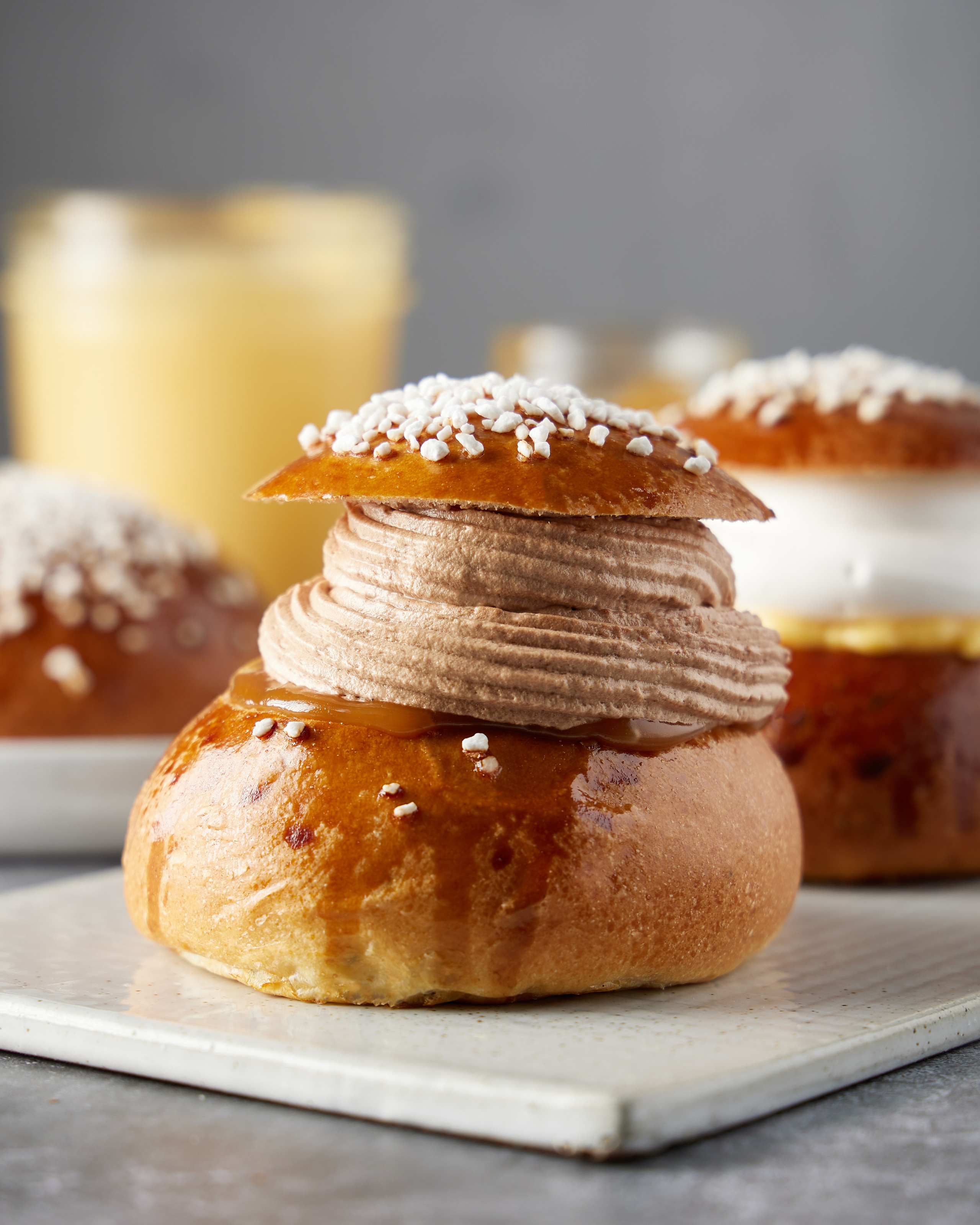 semla bun with chocolate cream