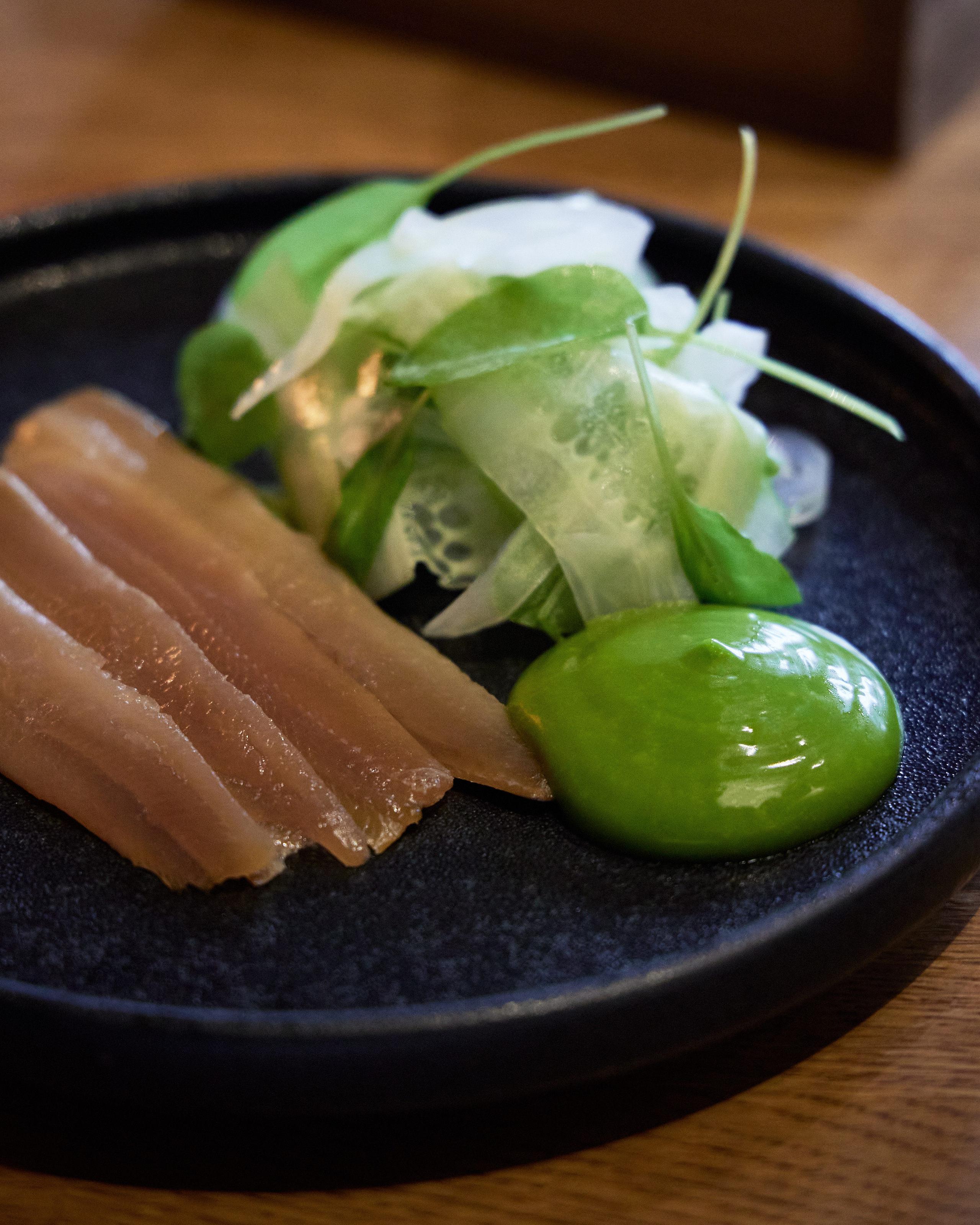cold smoked baltic herring, fennel cucumber salad, dill mayo