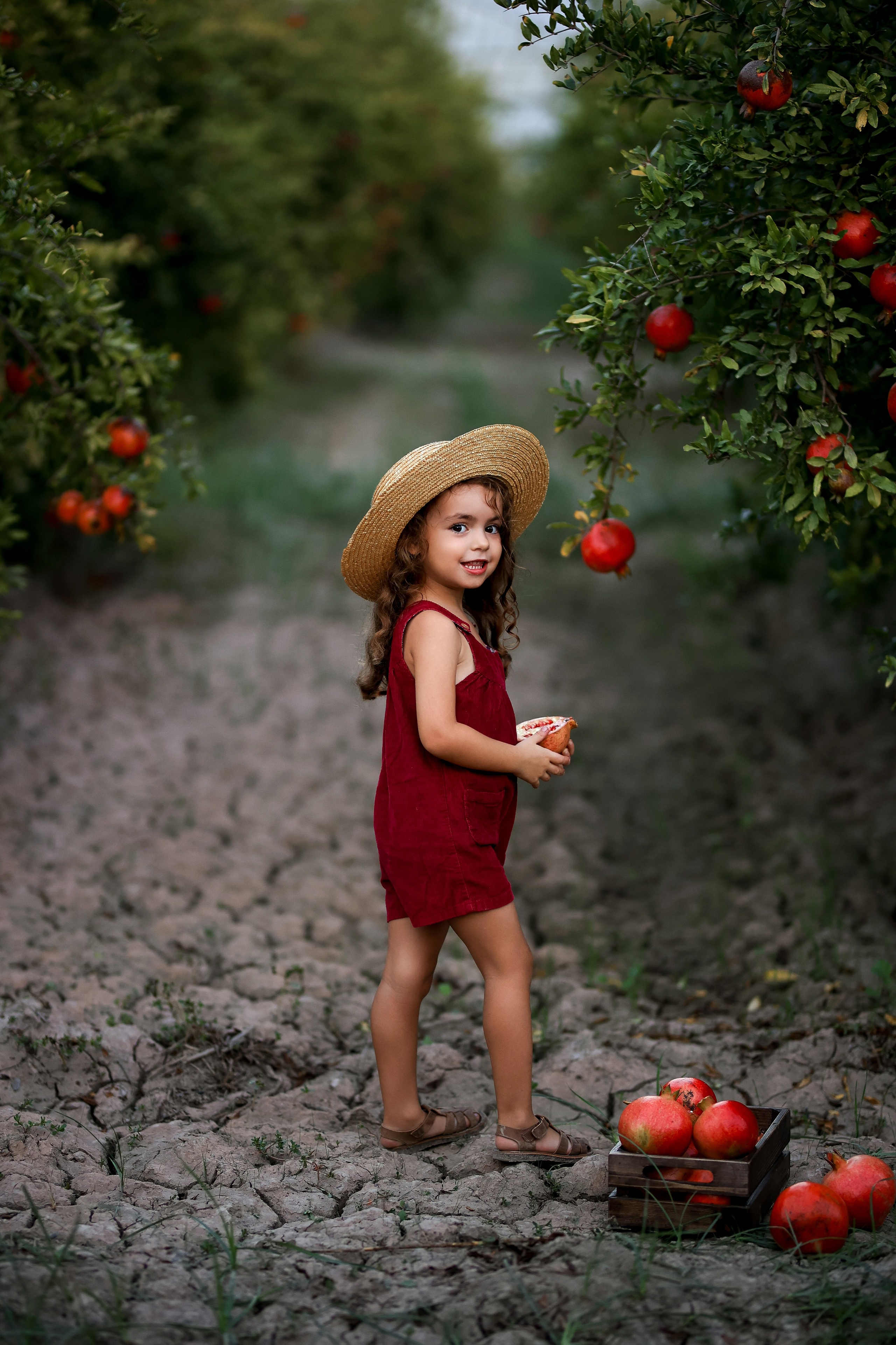 Photoshooting in pomegranate garden. Photographer in Turkey, Antalya, Kemer, Belek, Side, Kas, Fethiye