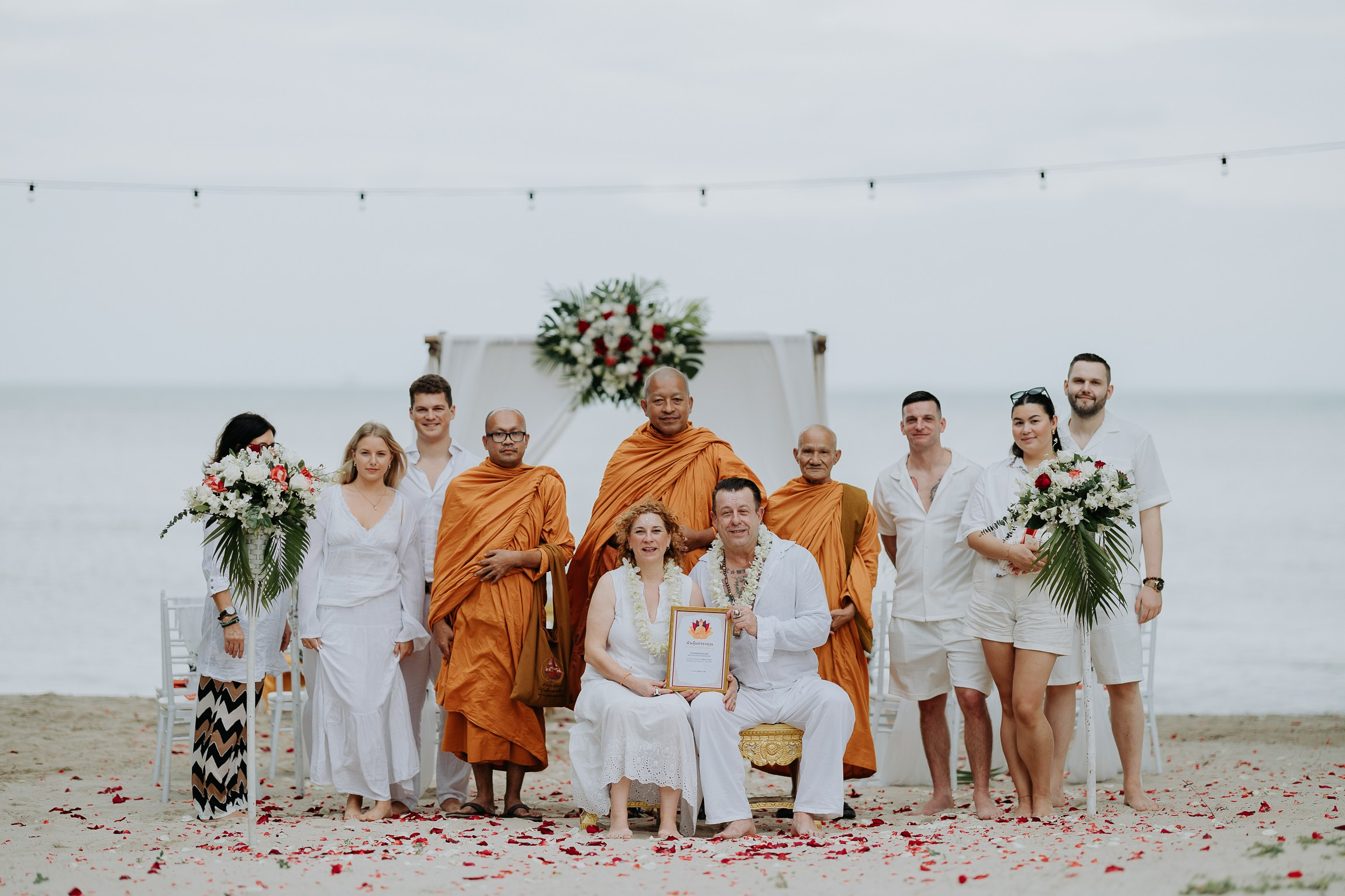 Simone & Matthias Peter. Buddhist blessing wedding Ceremony on Koh Samui, Thailand