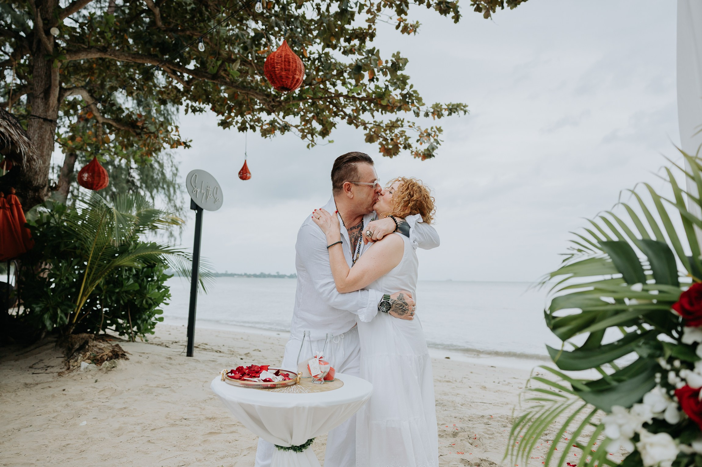 Simone & Matthias Peter. Buddhist blessing wedding Ceremony on Koh Samui, Thailand