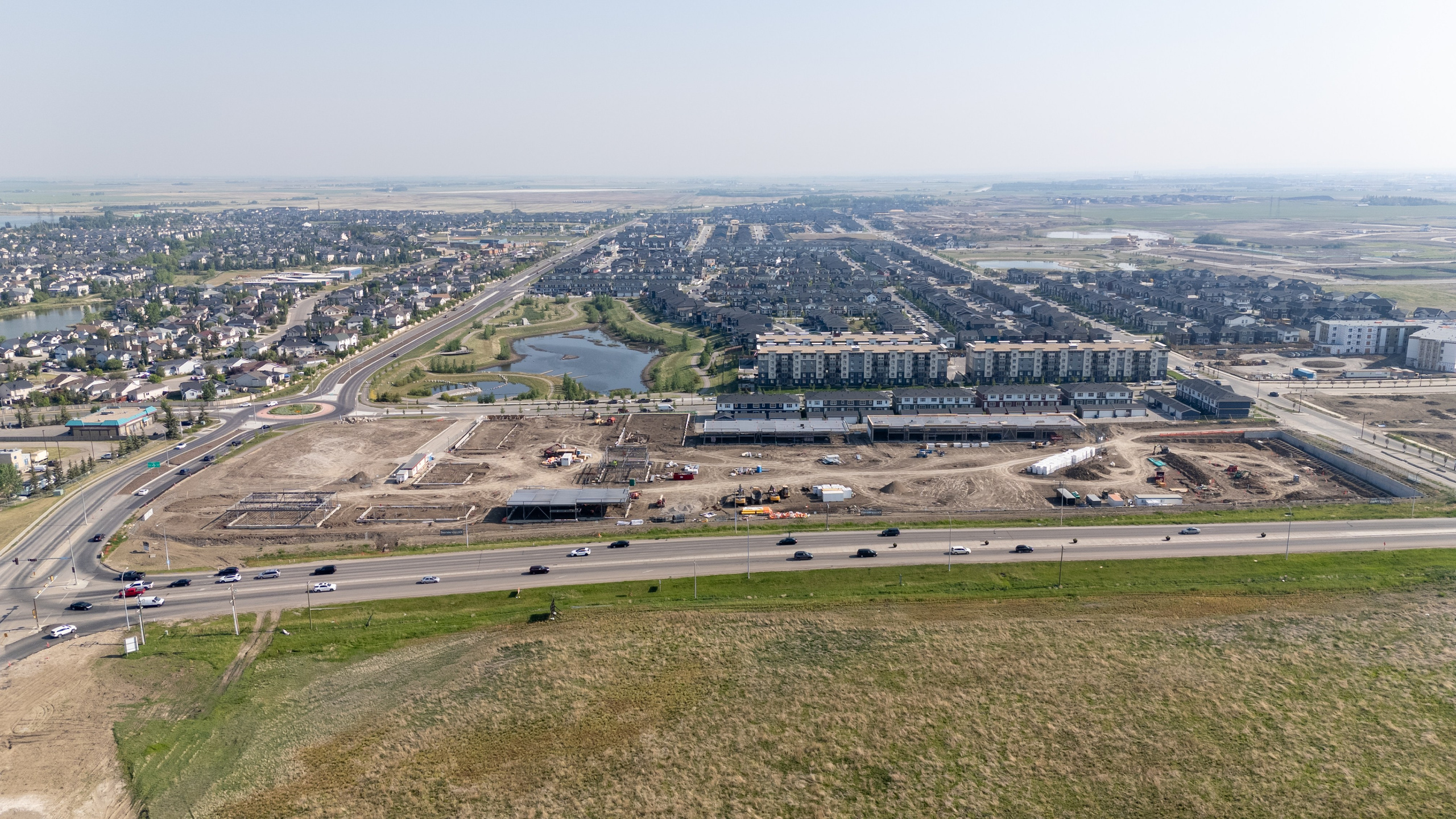 Construction Progress — Chestermere Blvd & Rainbow Rd. ProFly.club — Professional aerial filming in Calgary