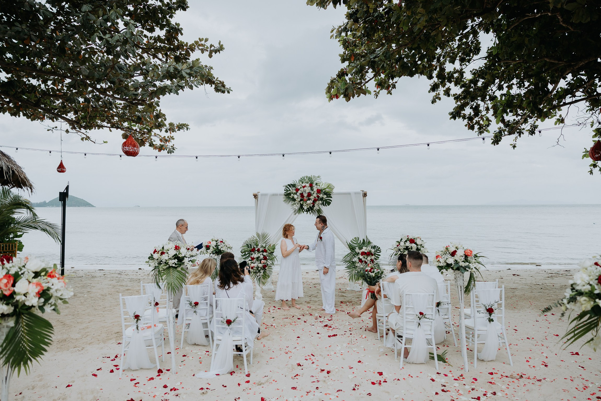 Simone & Matthias Peter. Buddhist blessing wedding Ceremony on Koh Samui, Thailand