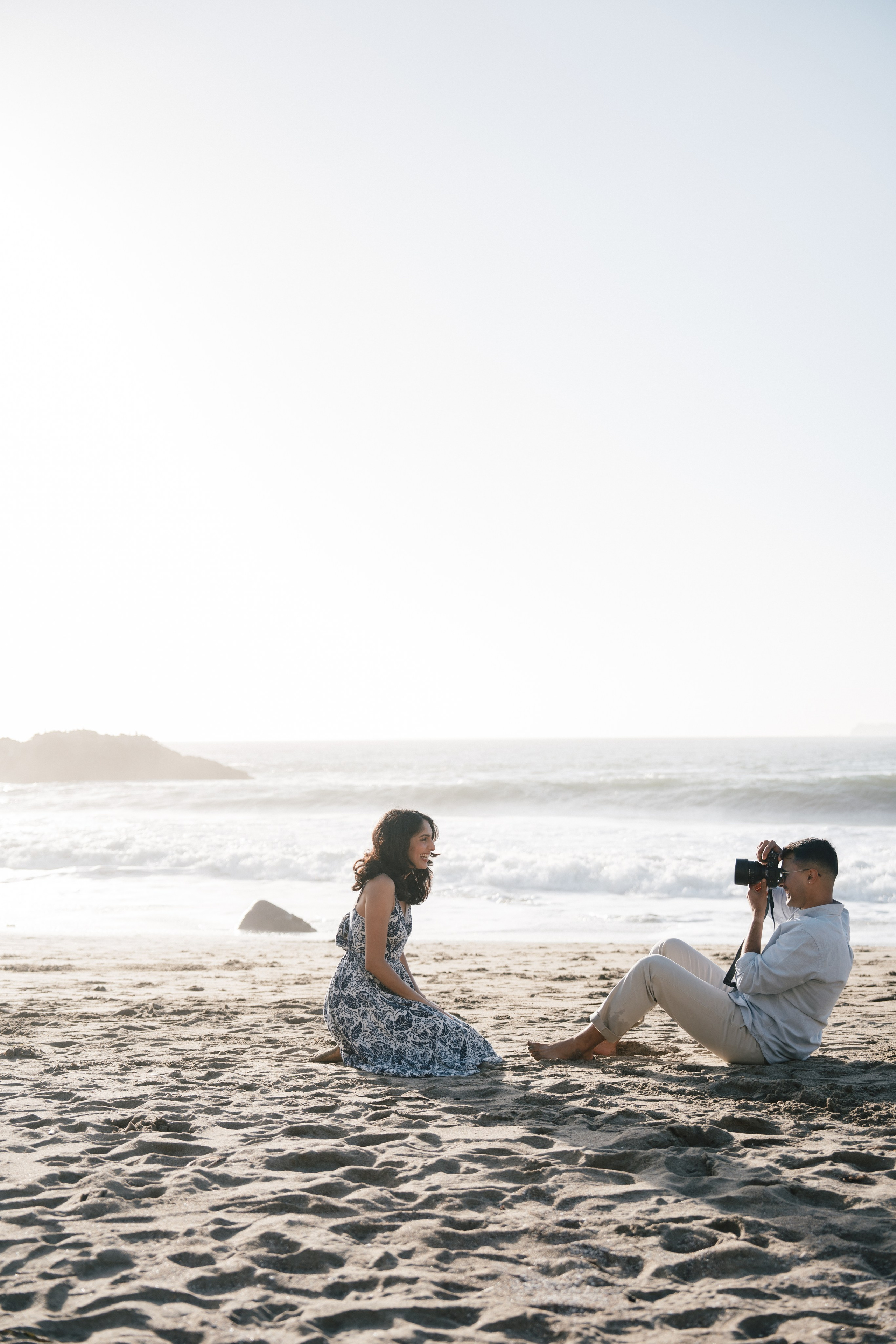 Engagement and Couple’s Photoshoot at Marshall’s Beach with iconic Golden Gate bridge view. Soulo Photography | San Francisco Bay Area Based Photographer