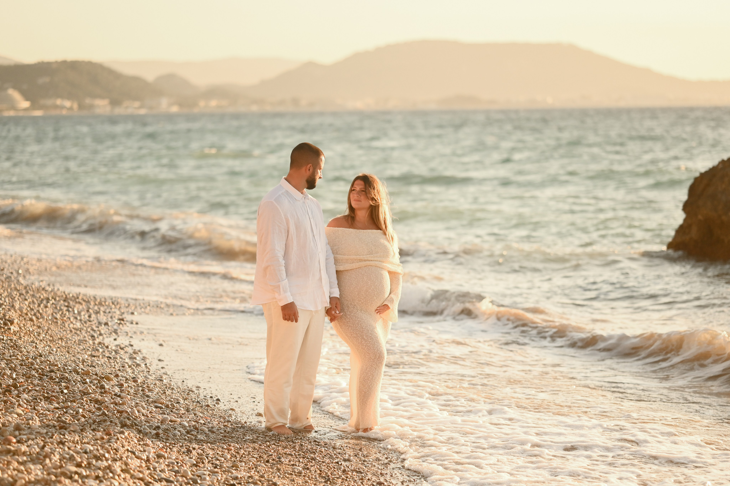 Romantic Beach Photoshoot in Rhodes — Couples & Maternity Photography at Sunset. Photographer in Rhodes Island