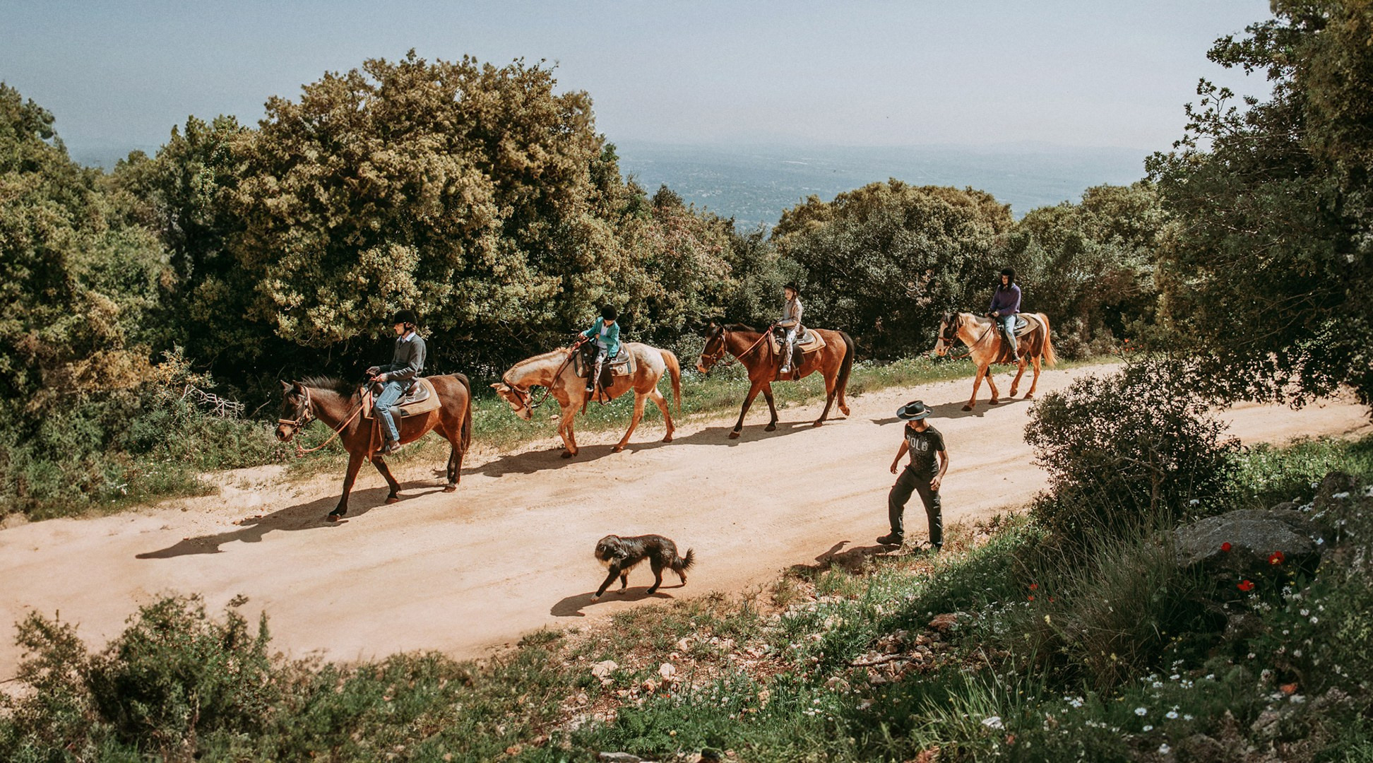 Family riding horses through the hills of Mount Carmel, near Beit Oren. George TLV — Professional photographer and retoucher in Israel