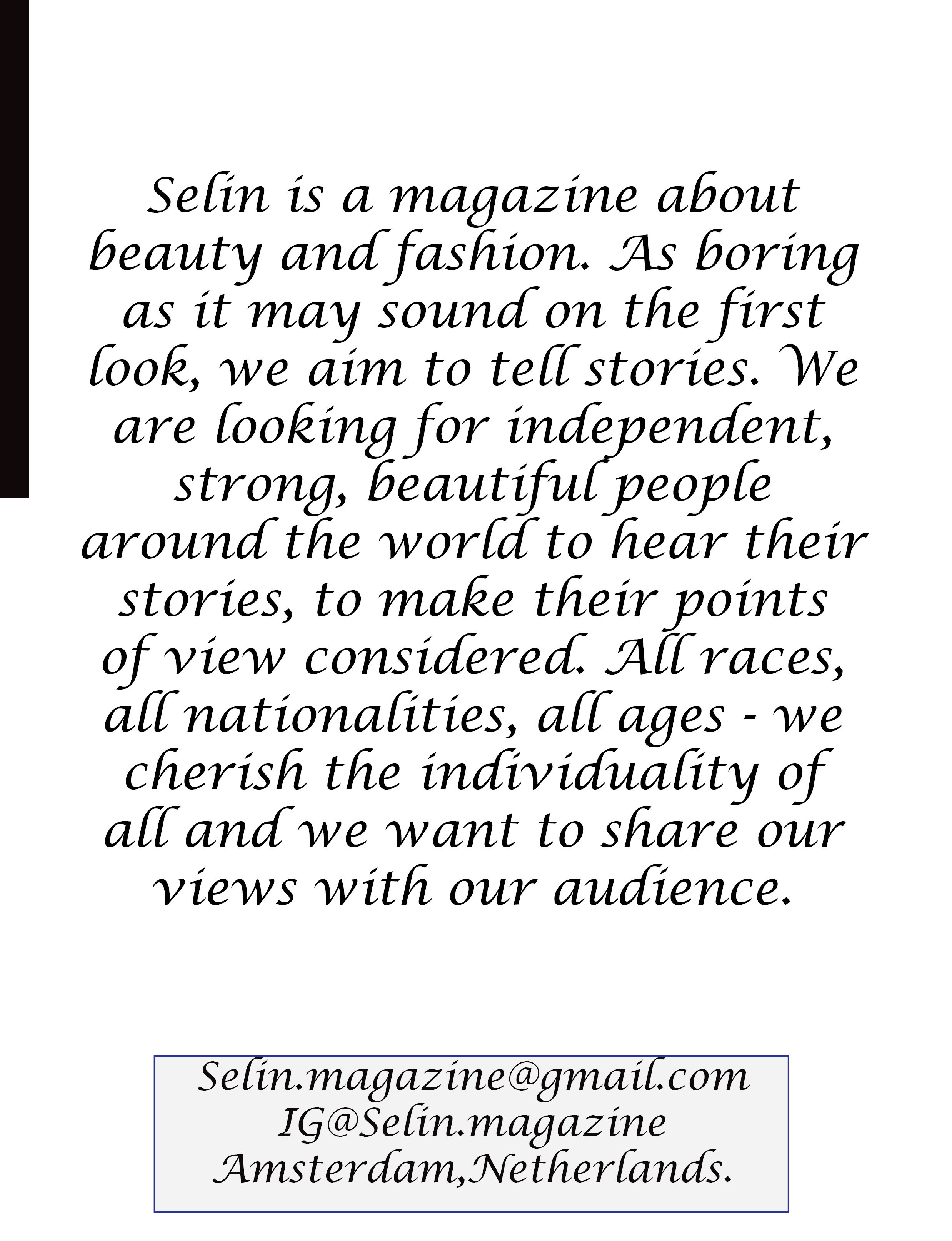 SELIN Magazine Cover + Publication. Portree fotograaf Tallinnas