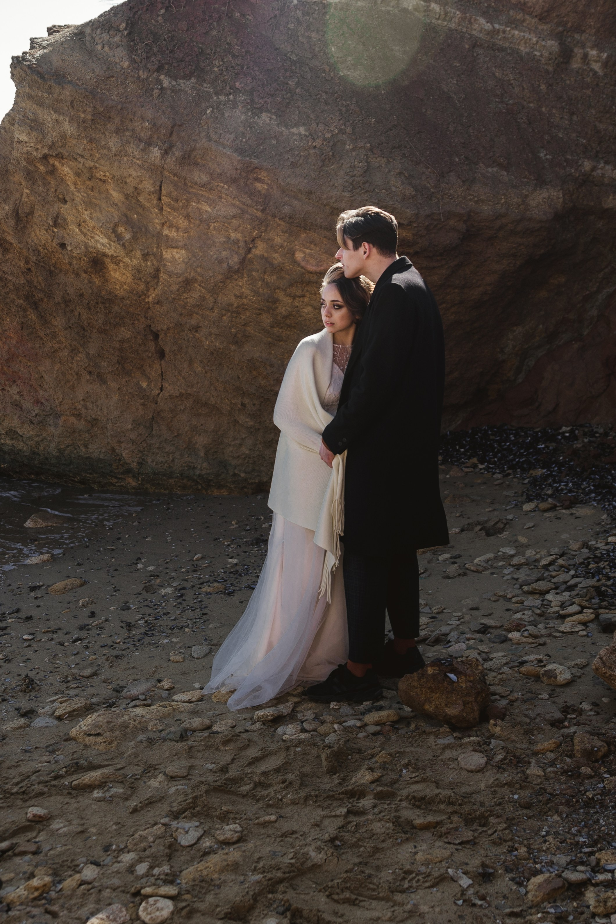 Beautiful bride by the sea, intimate destination wedding France