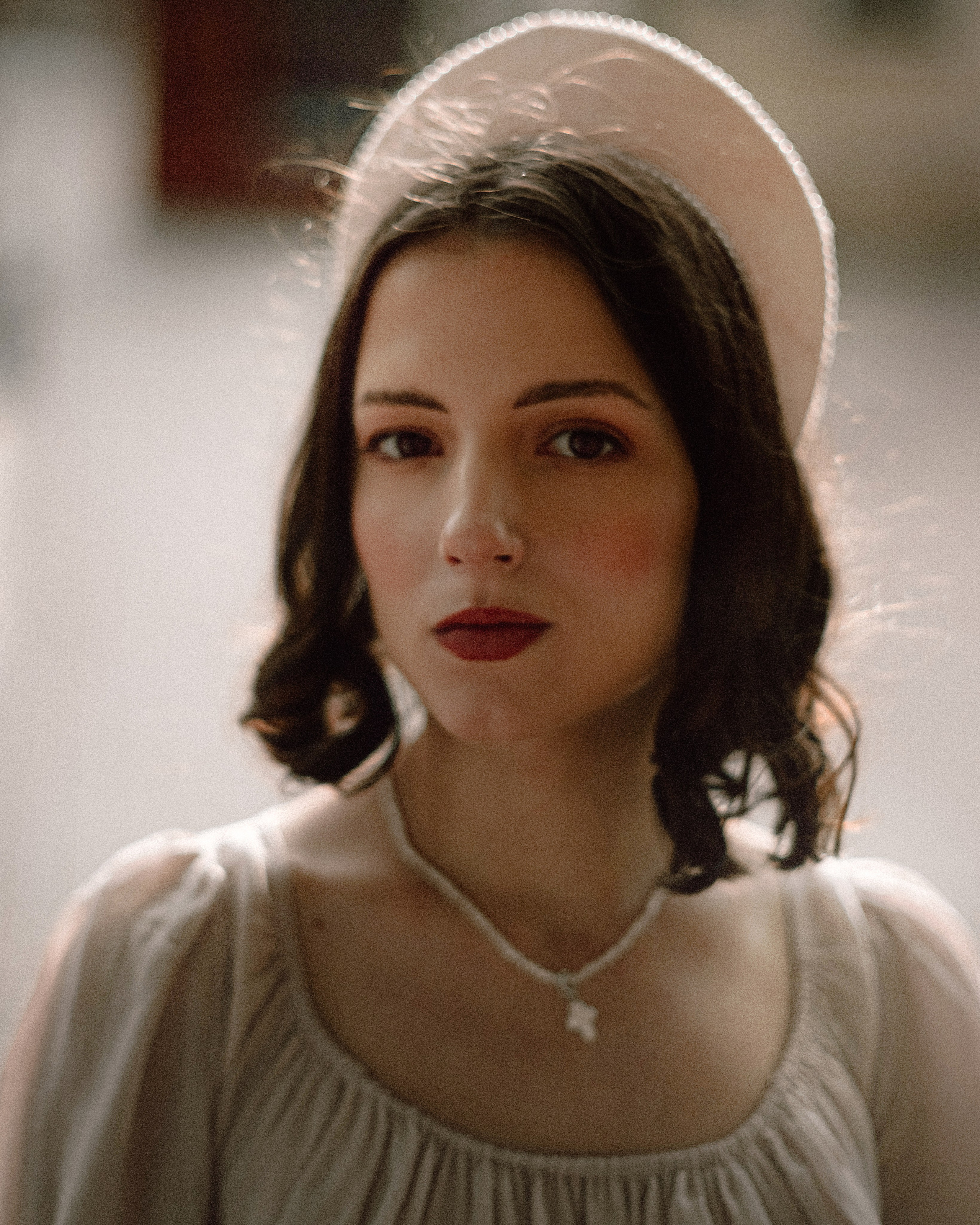 Slavic folklore shoot in traditional headwear and white dress. Moth & Moss Photography