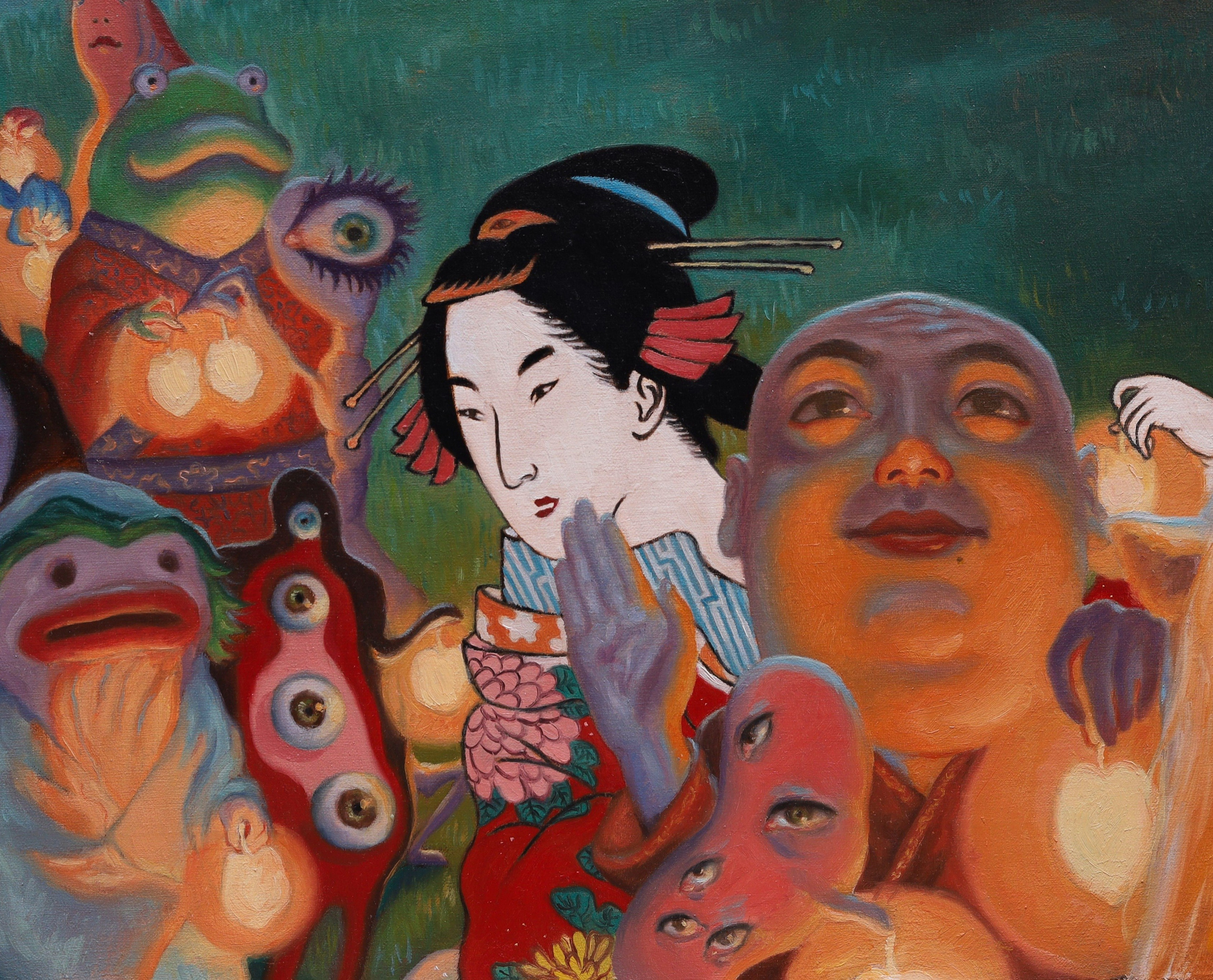 Hyakki Yagyō, oil painting, Barbara Cabral. Barbara Cabral