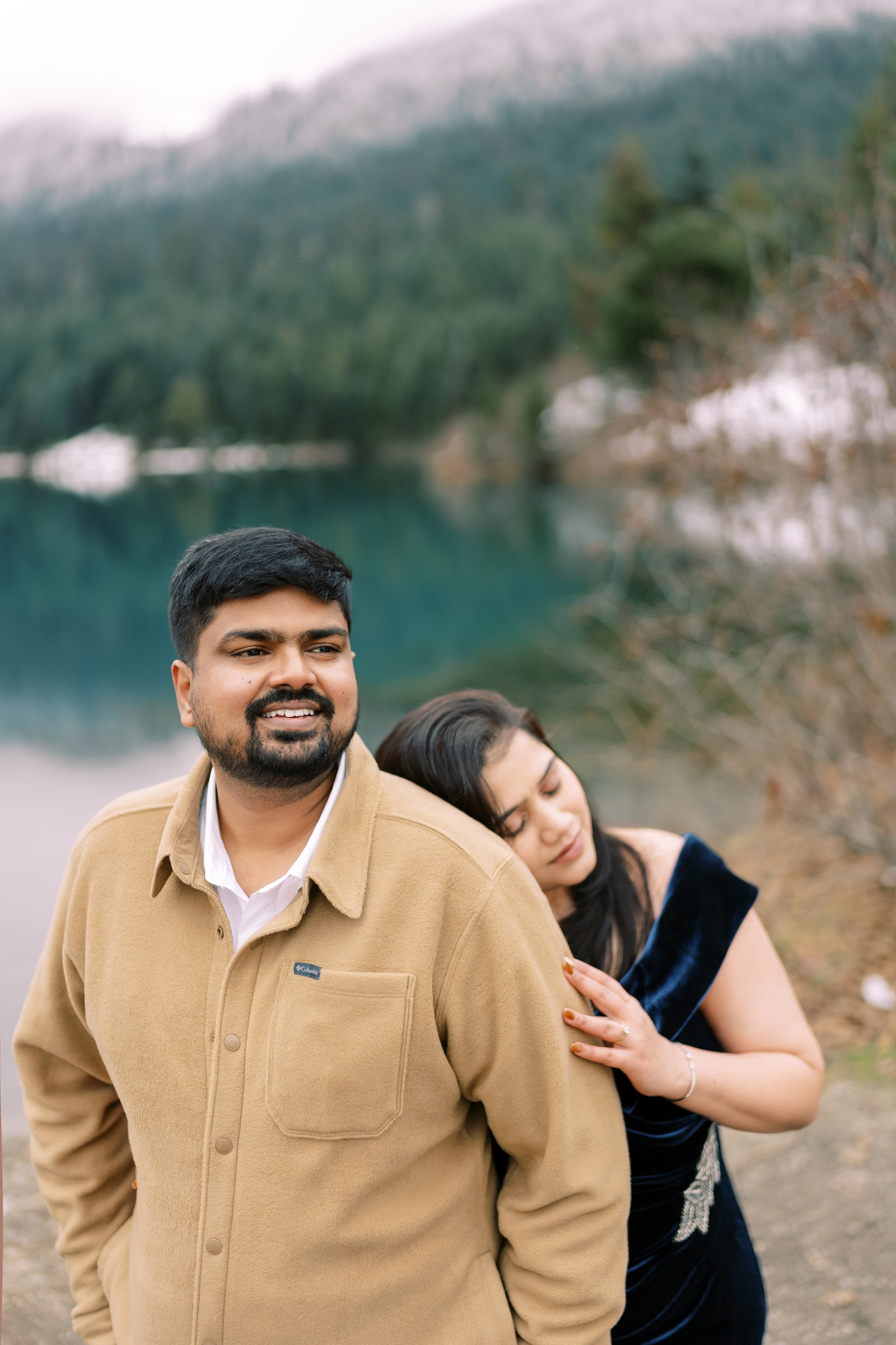 Engagement photoshoot. Date & TJ. Gold Creek Pond. December 2024. EVAN ARISTOV WEDDING PHOTOGRAPHY — Seattle Wedding Photographer