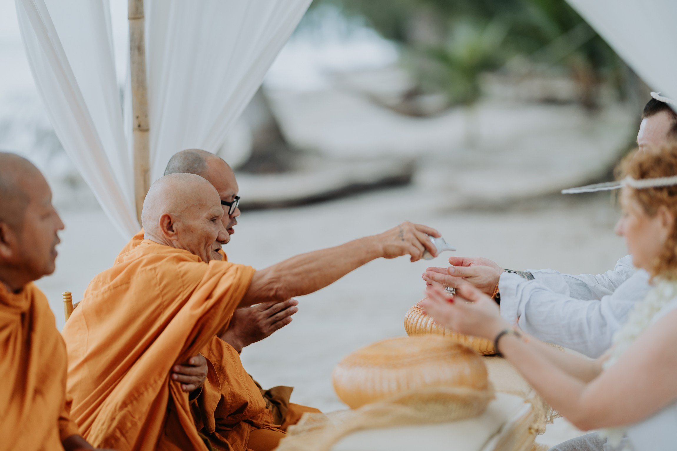 Simone & Matthias Peter. Buddhist blessing wedding Ceremony on Koh Samui, Thailand