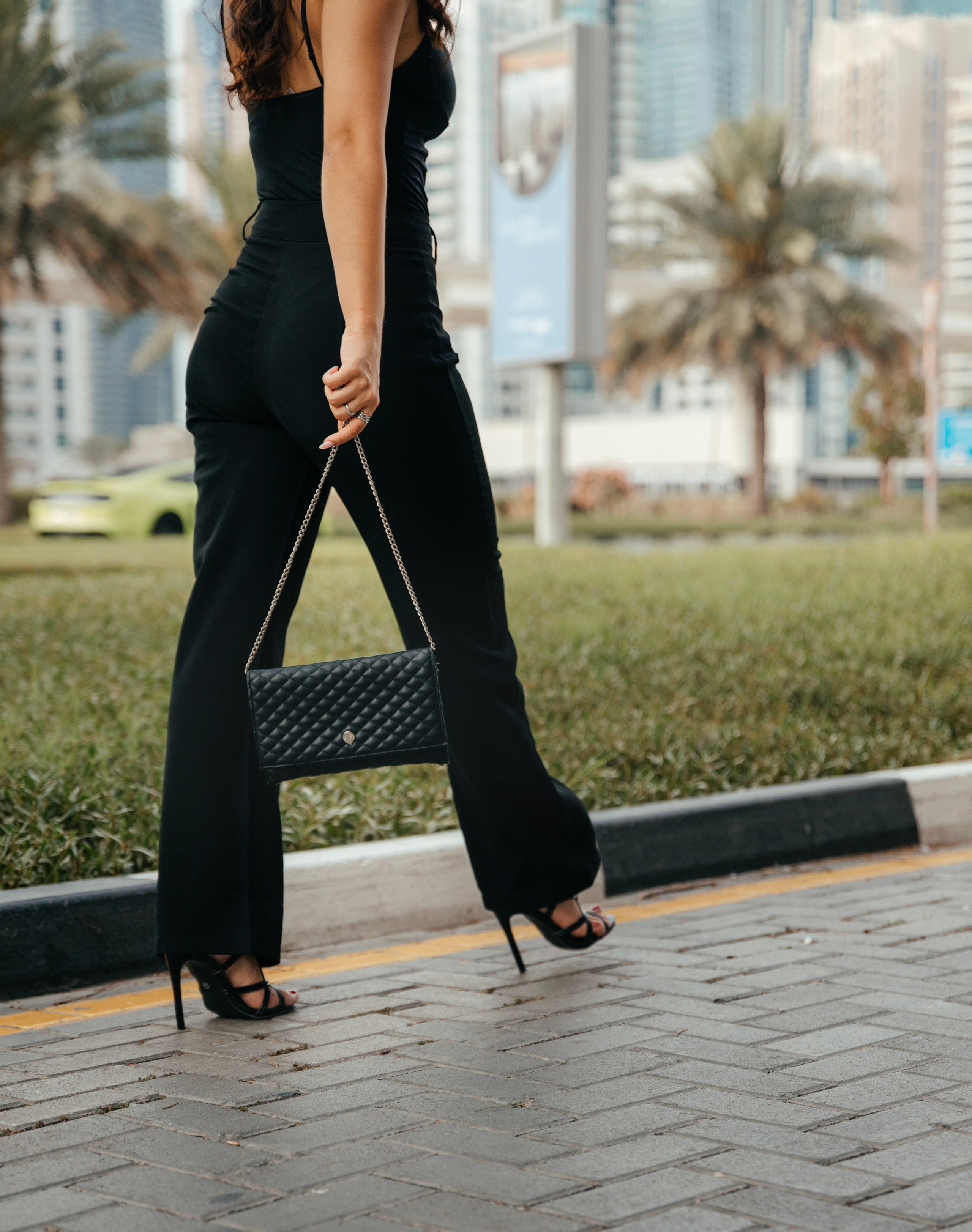 portrait of a beautiful girl at Dubai skyscrapers